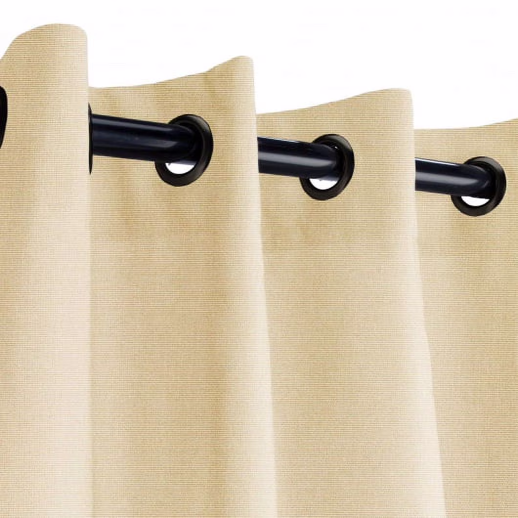 Sunbrella Canvas Antique Beige Outdoor Curtain with Nickel Plated Grommets 50 in. x 108 in.