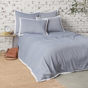 Roscoe Indigo Mini Herringbone Pattern 100% Cotton King Duvet Cover 90" x 102"