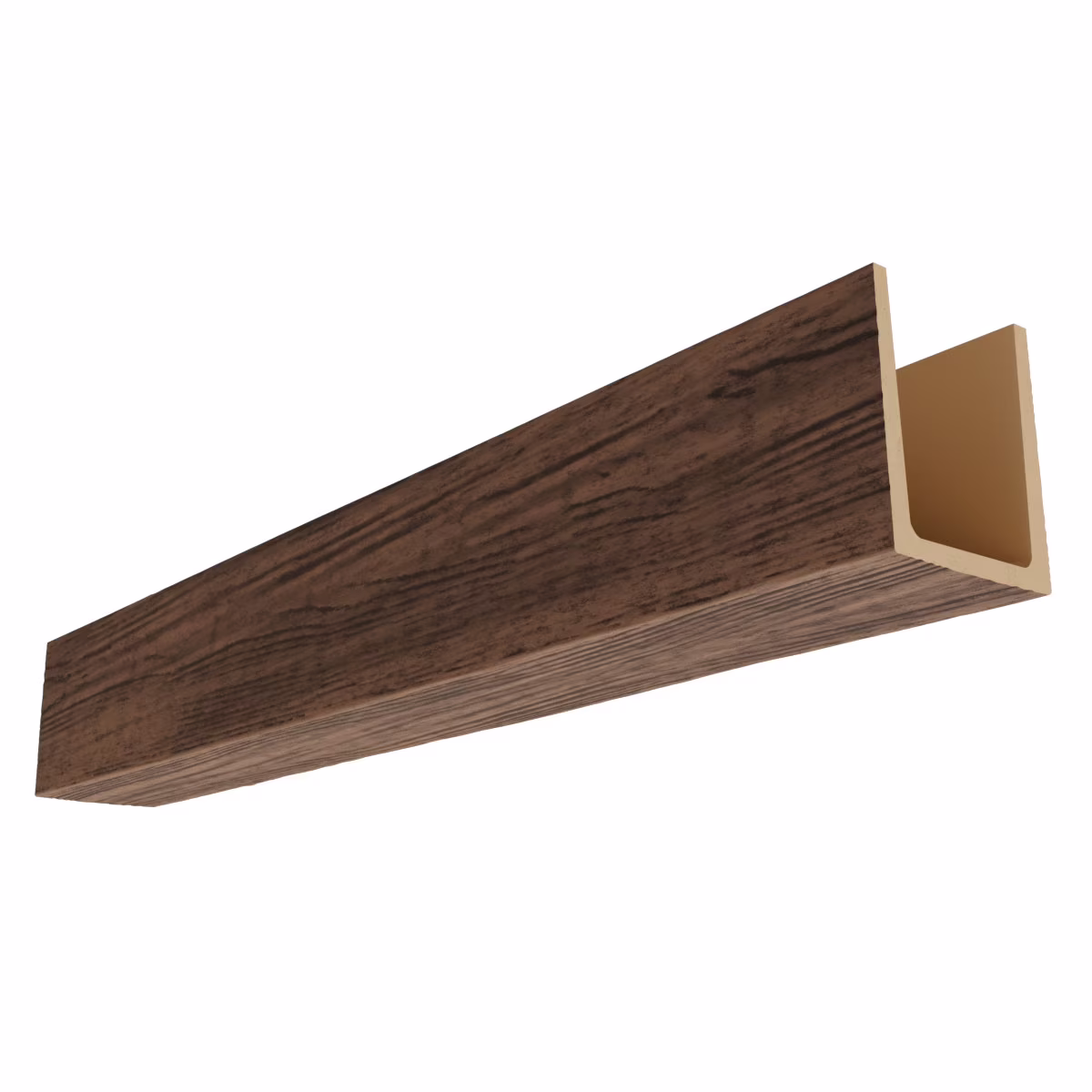 Ekena Millwork 3 1/2″W x 3 1/2″H x 120″L 3-Sided (U-Beam) Mena HeritageTimber Faux Wood Ceiling Beam, Kona Brown