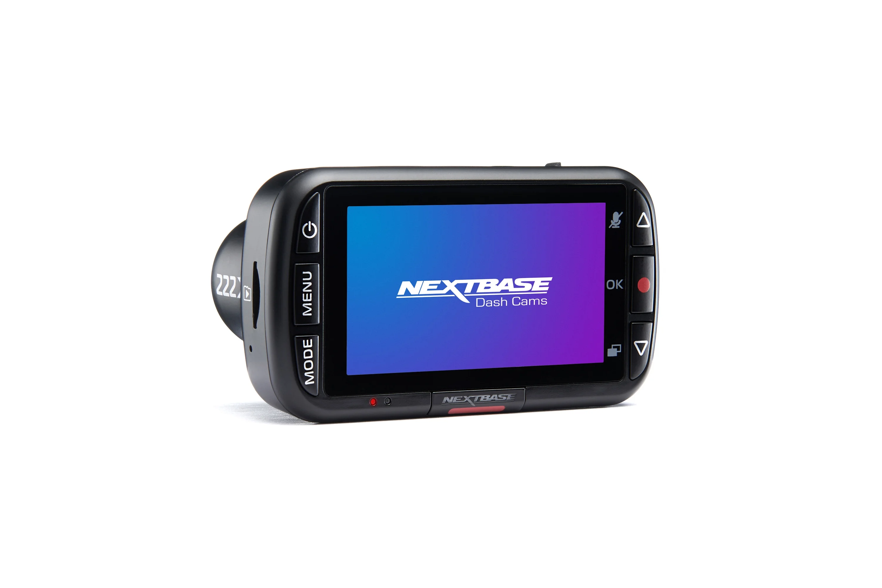 Nextbase 222X Compact Dual Dash Cam Front & Rear 2.5" HD IPS Screen, 1080p Full HD, 6 Layer Lens, Black, 0.17 lbs assembled.