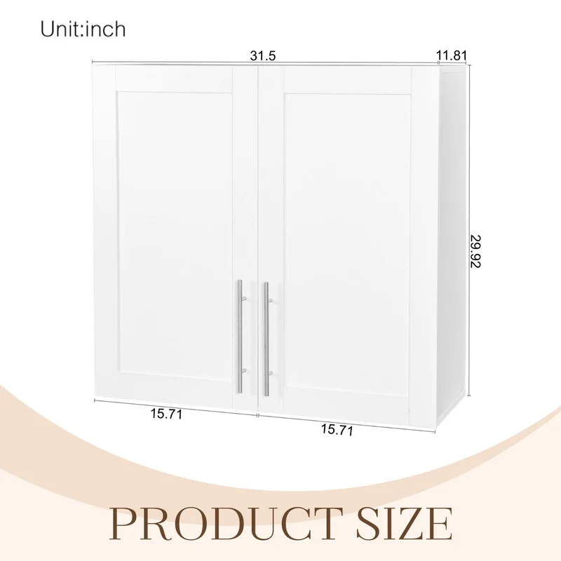 EBQOSK Wall Mounted Bathroom Cabinet, 31.5"D x 11.81"W x 37.8"H Vanity Mirror Cabinet with Facial Tissues Slot and Multifunctional Storage Area, Storage Cabinets for Laundry Bathroom White Style 2