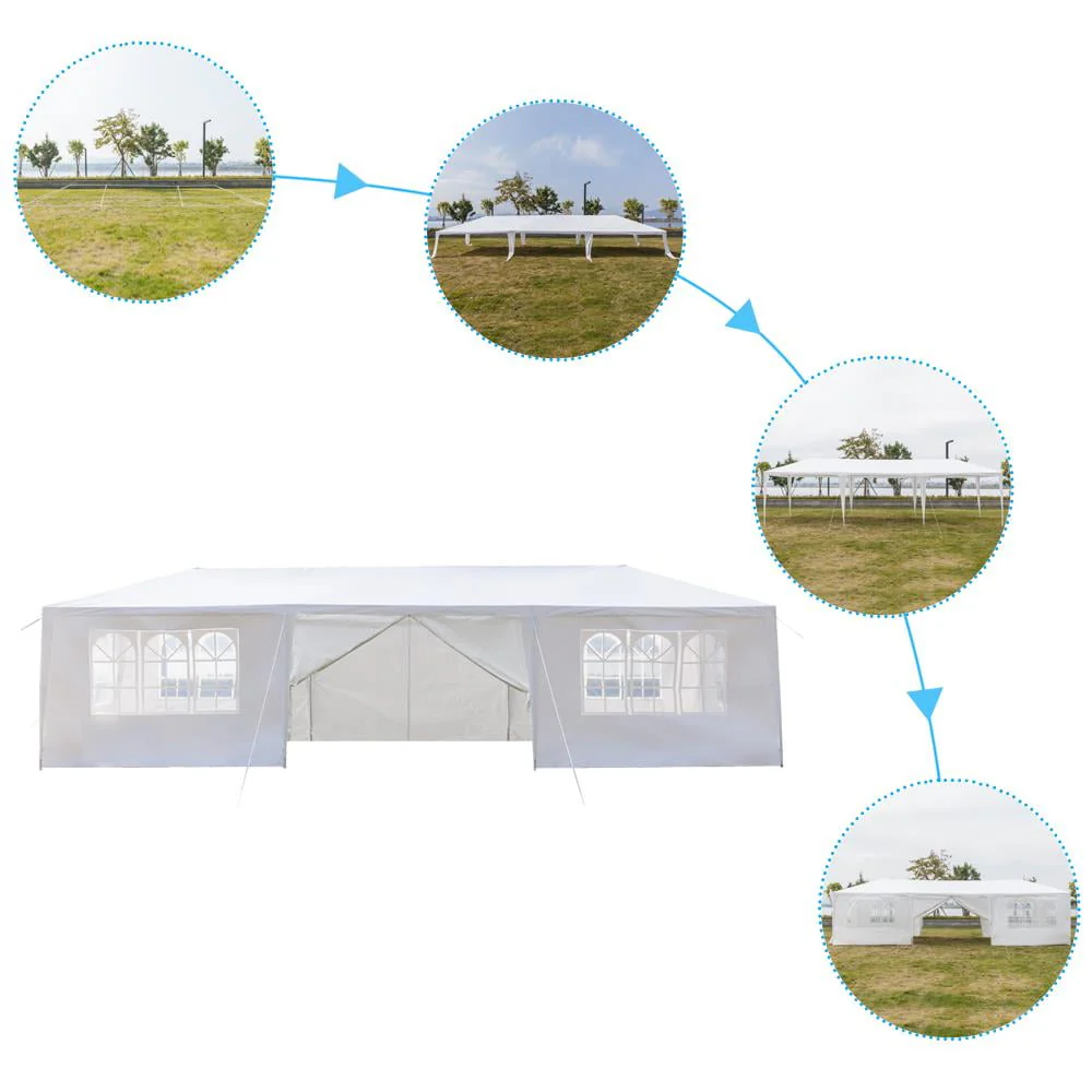 UBesGoo 10′ x 30′ Canopy Waterproof Party Tent Outdoor Tent 8 Sides White