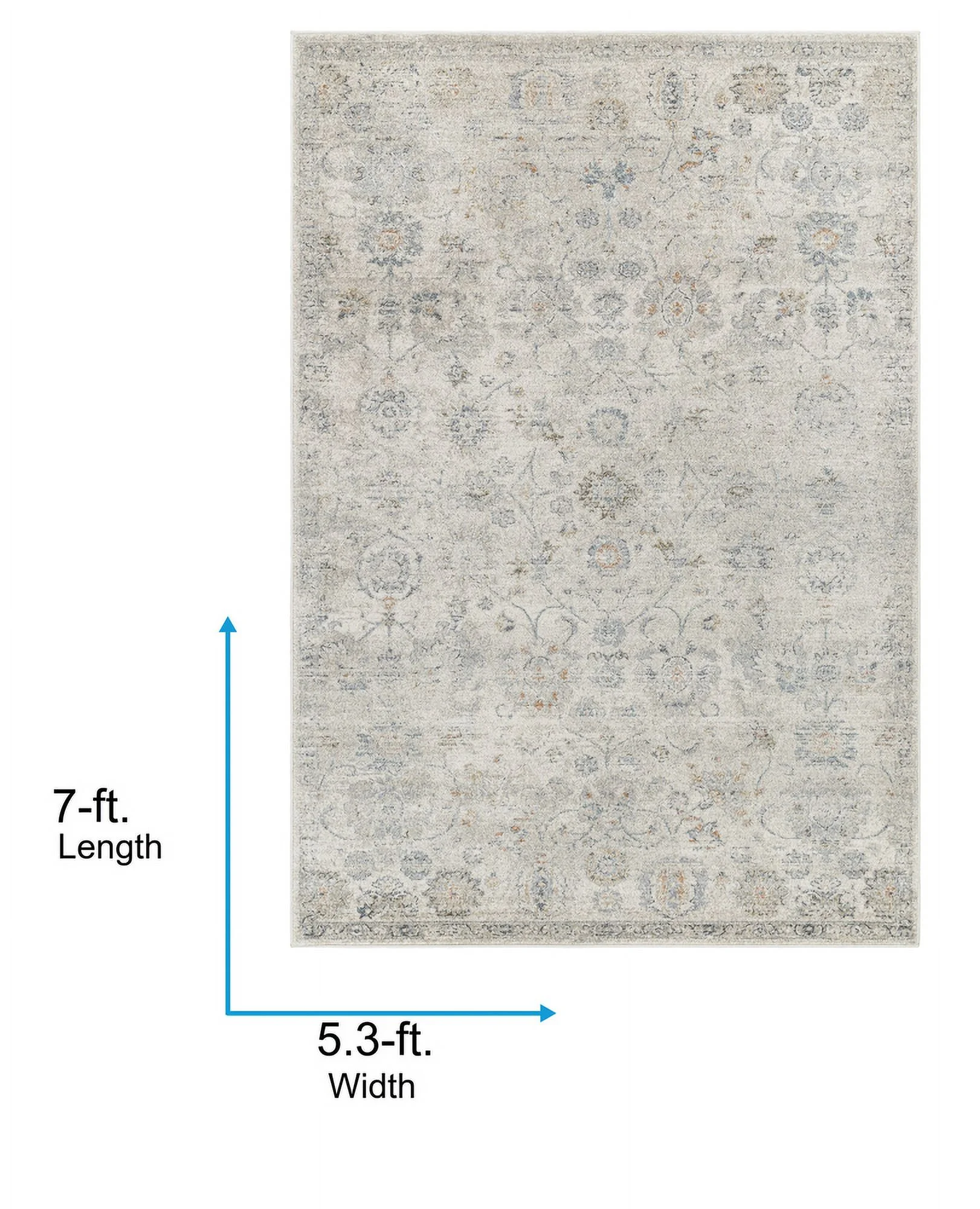 Livabliss Alpharetta Vintage Floral Area Rug,5’3″ x 7′,Cream/Gray