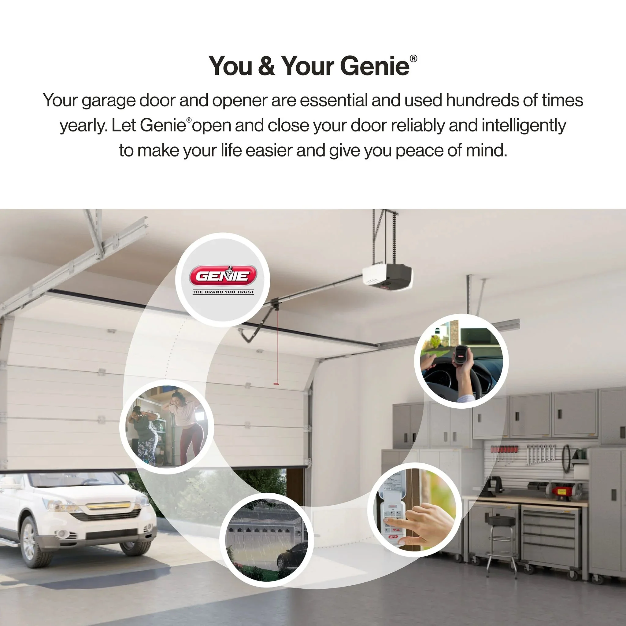 Genie Chain Drive 750 Garage Door Opener 3/4 HPC with Battery Backup, Quiet Chain Drive, Easy Installation, Includes Remotes & Keypad