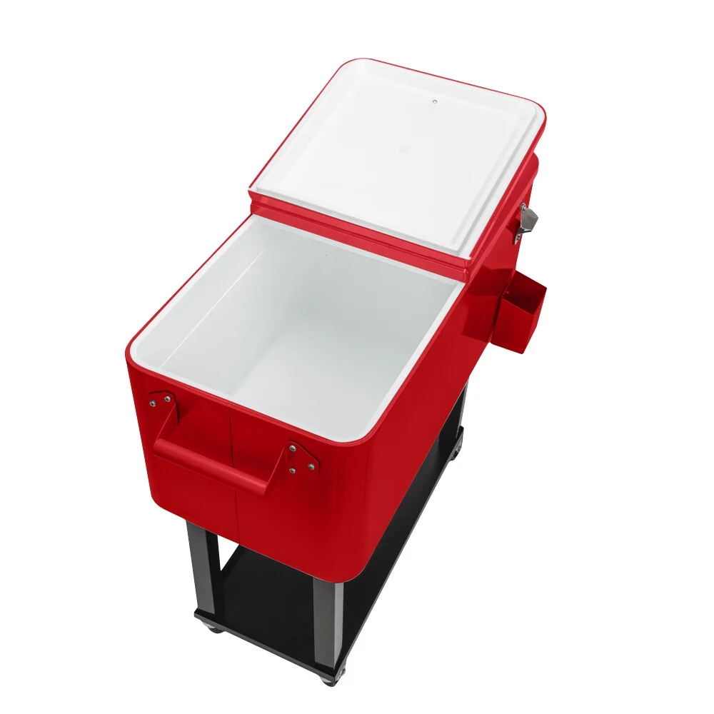 80Qt All-In-One Cooler Cart With Bottle Opener, Lower Storage Shelf and Cap Catcher, Outdoor Party Rolling Cooler With Lockable Wheels For Pool Side, Patio, Balcony, Mint(33.07 x 15.16 x 35.83)"