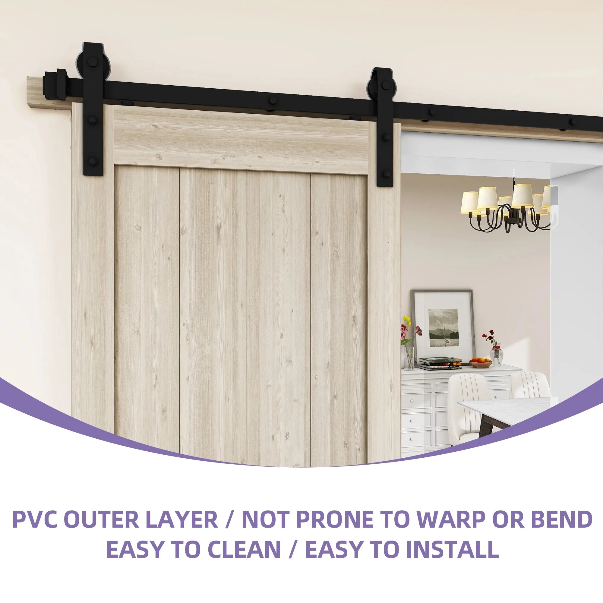 Uforic Sliding Barn Door With Hardware Kit, 48 x 84 in, Gray