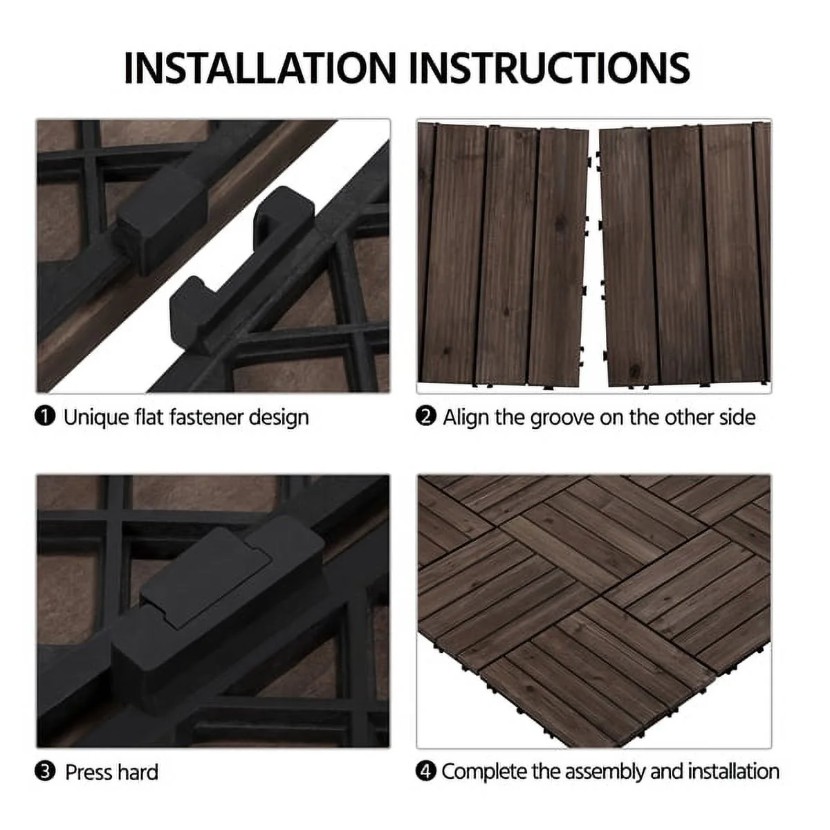 Renwick 12" x 12" Square Wooden Floor Tiles, 27 Pieces, Natural Wood