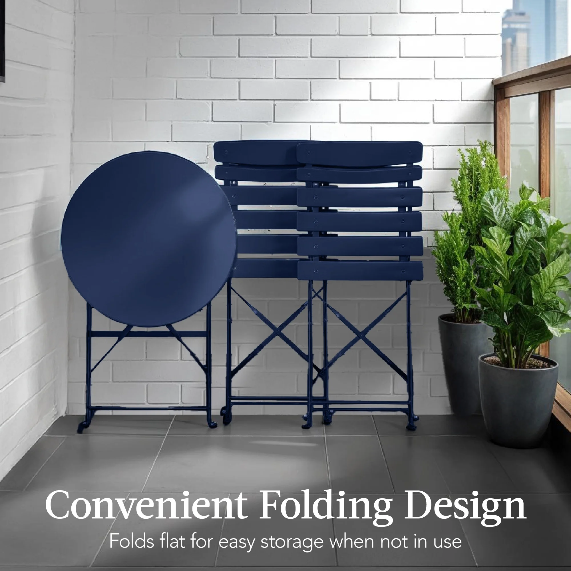 Best Choice Products 3-Piece Small Bistro Set, Folding Patio Furniture Set of 2 Chairs and Table - Black