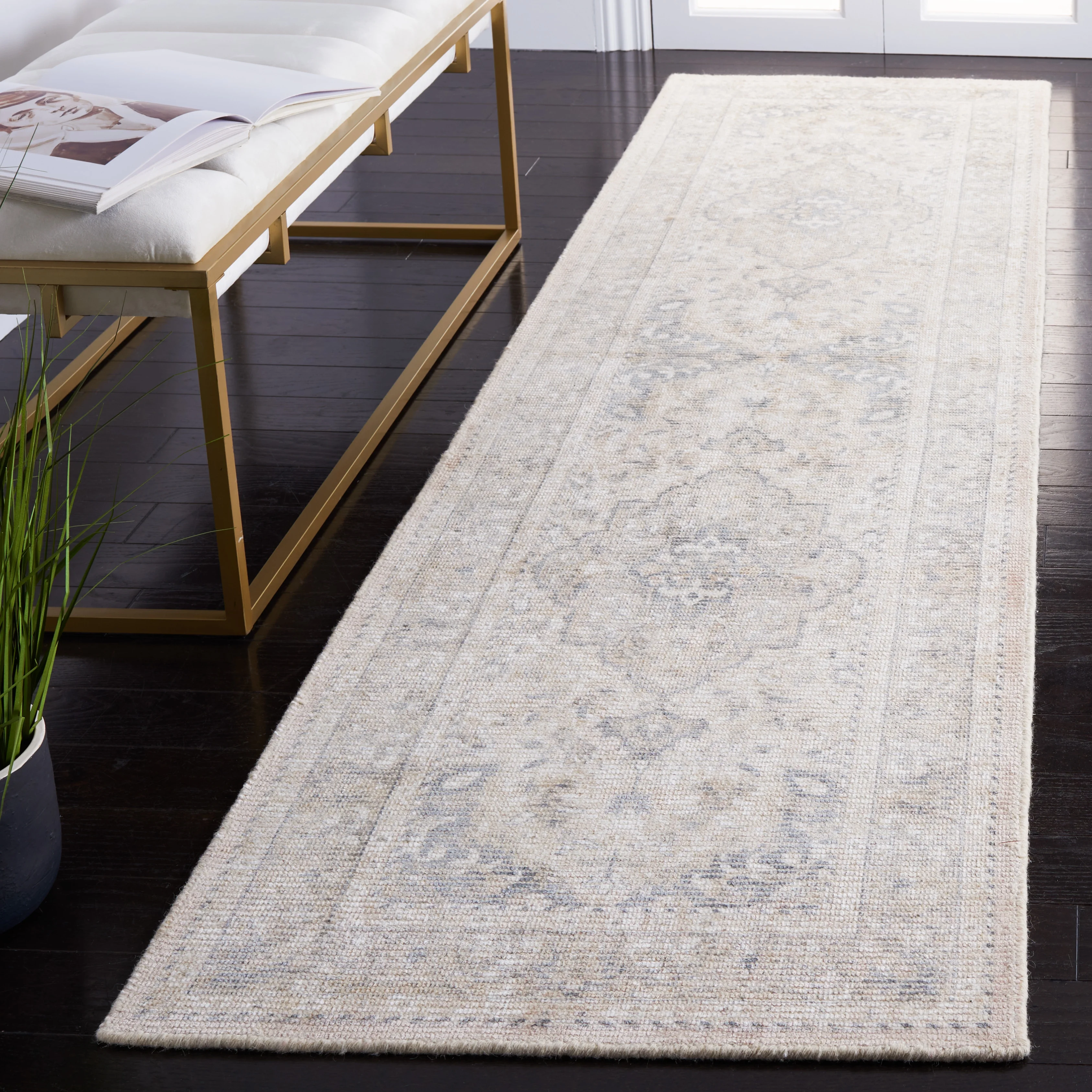 SAFAVIEH Restoration Vintage April Medallion Area Rug, Grey/Ivory, 8' x 10'