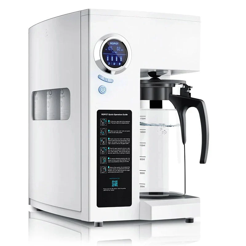 RO100ROPOT-UV Reverse Osmosis System Countertop Water Filter – 6 Stage Purification with UV and Remineralization, Counter RO Filtration, Portable Water Purifier