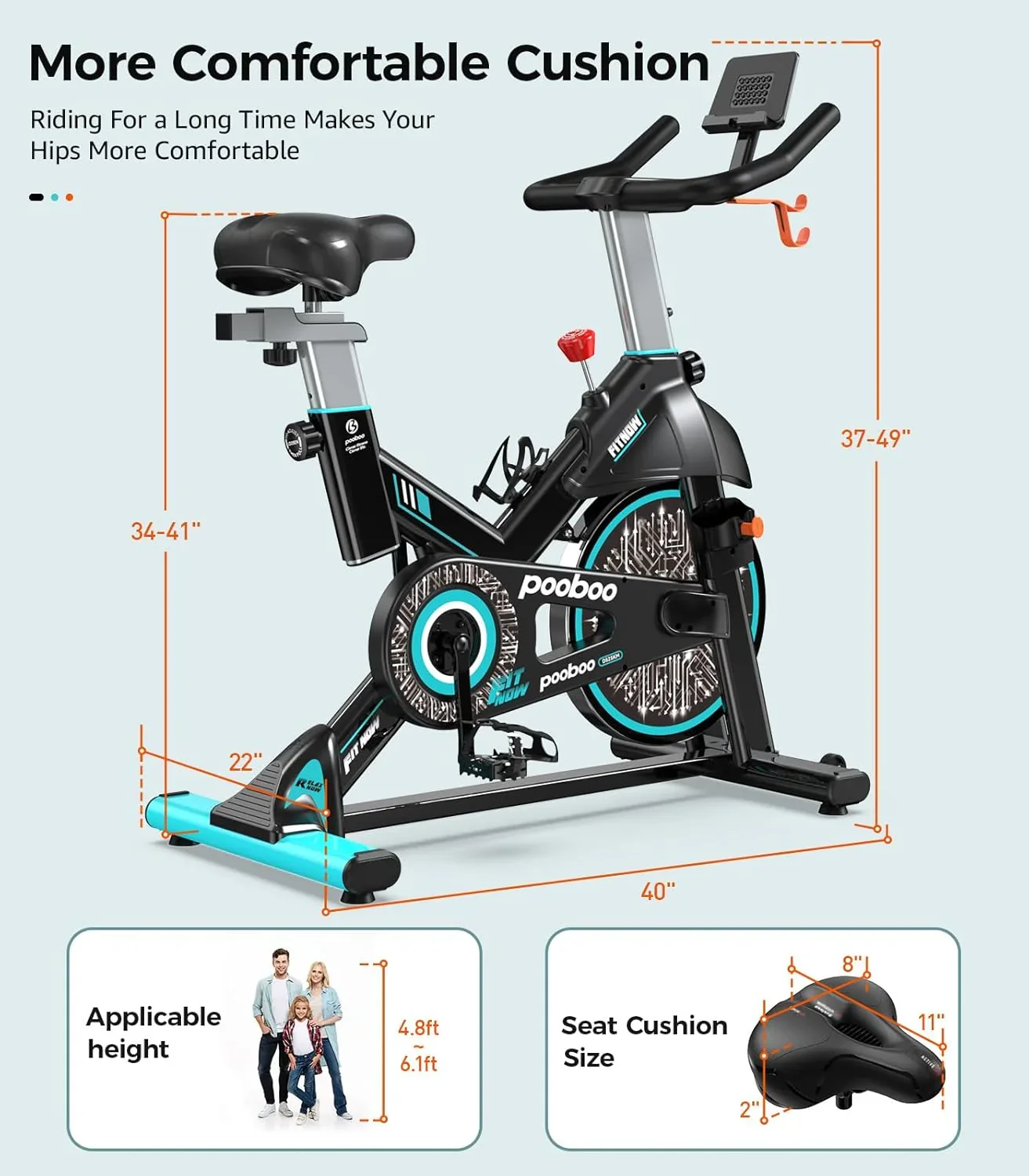 pooboo Indoor Exercise Bike With Adjustable Resistance And Belt Drive