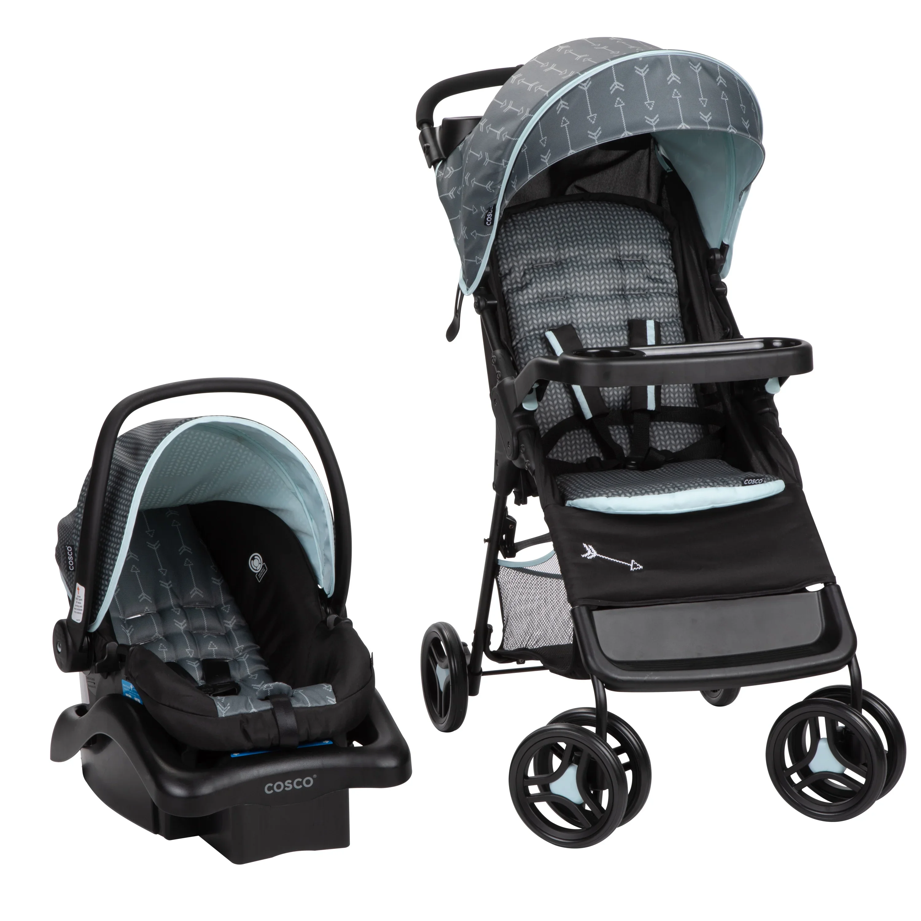 Cosco Kids Lift & Stroll DX Travel System, Gray Arrows, Toddler, Unisex