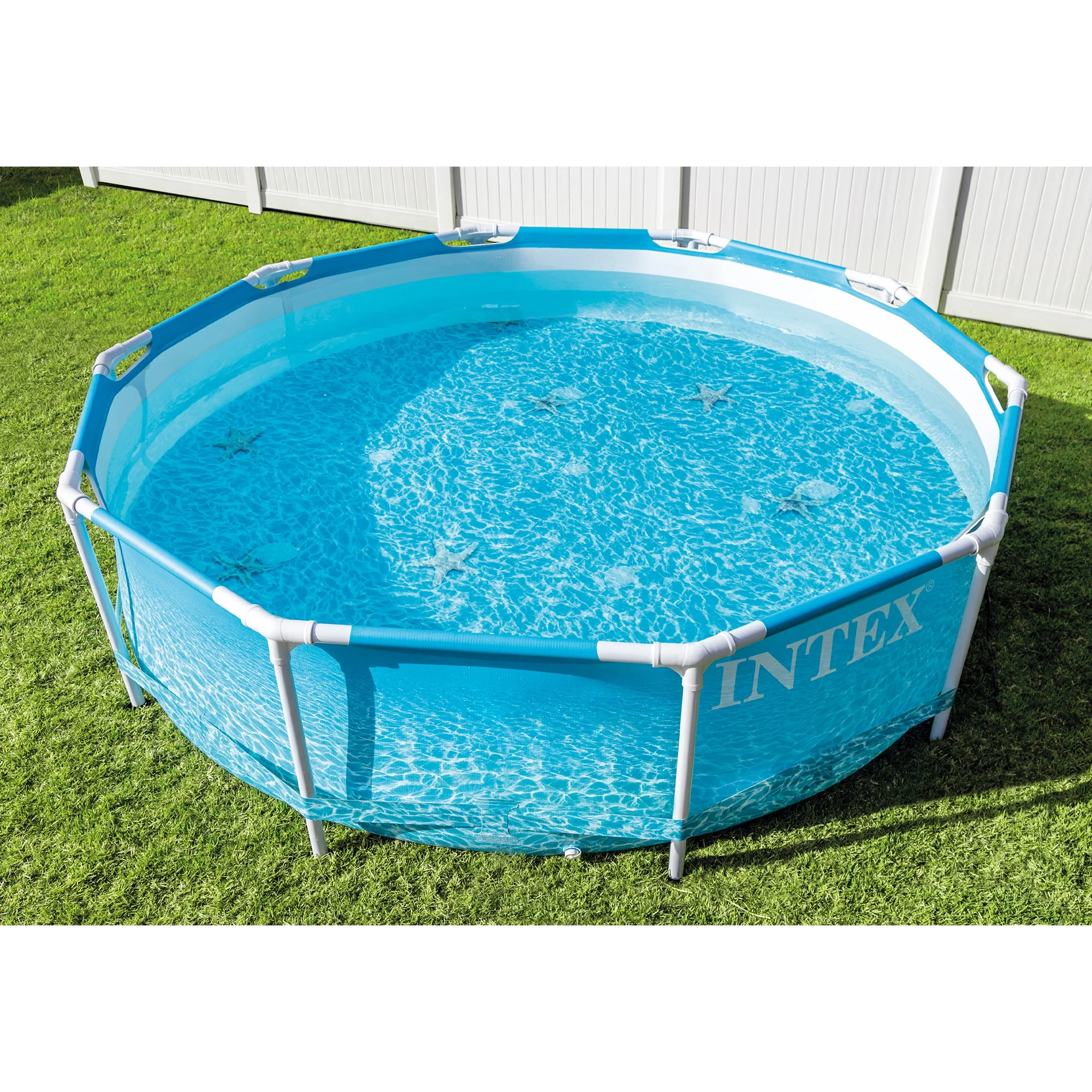 INTEX Round Metal Frame 10ft x 30in Above Ground Swimming Pool Set, Blue