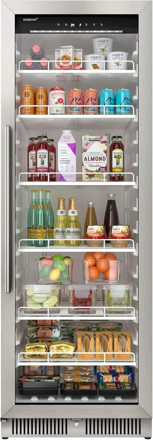 22″ Wide 10.1 Cu. Ft. Commercial Beverage Merchandiser – Stainless Steel, Temp Alarm, Reversible Door
