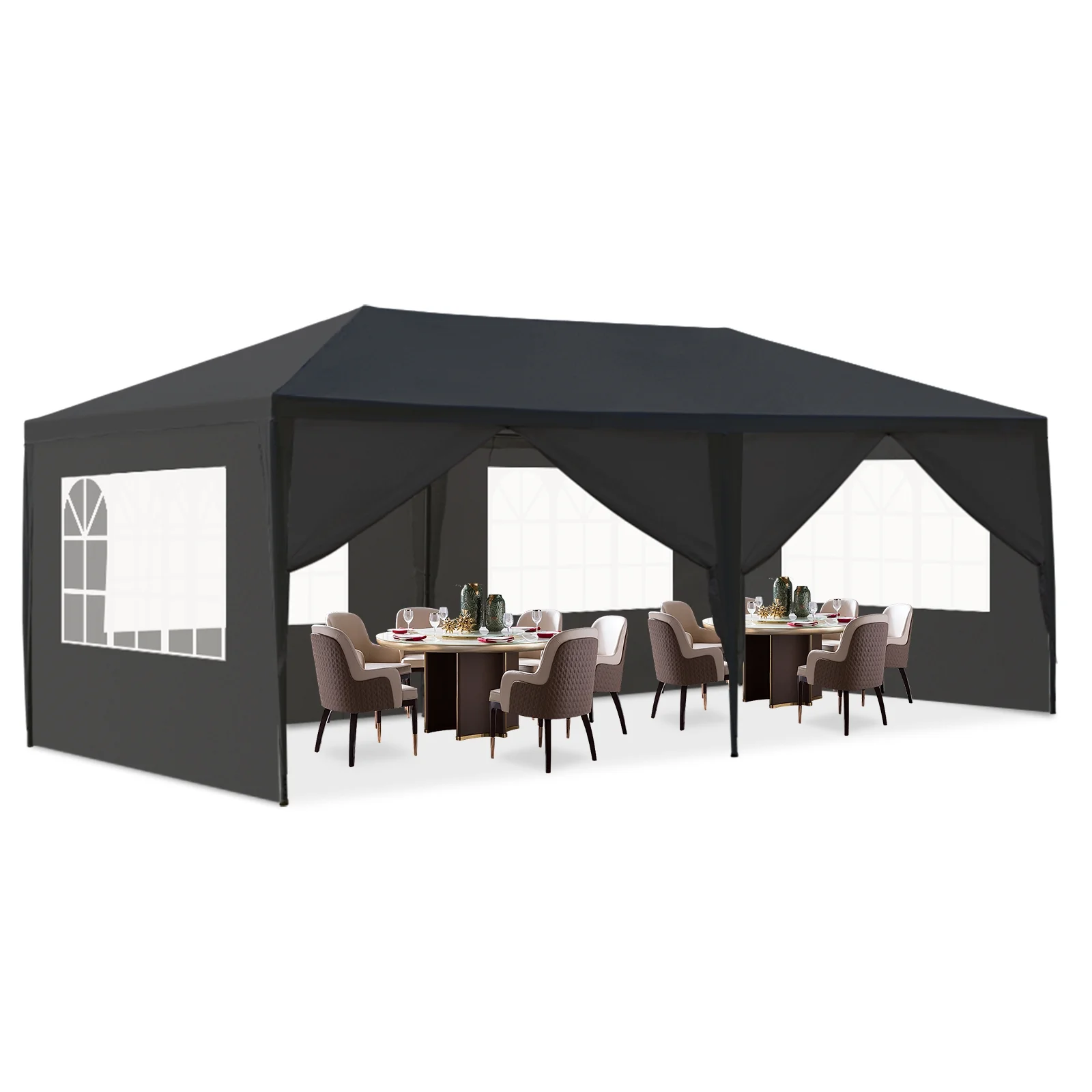 Zimtown 10' x 20' Canopy Waterproof Party Tent Outdoor Tent 6 Sides Black