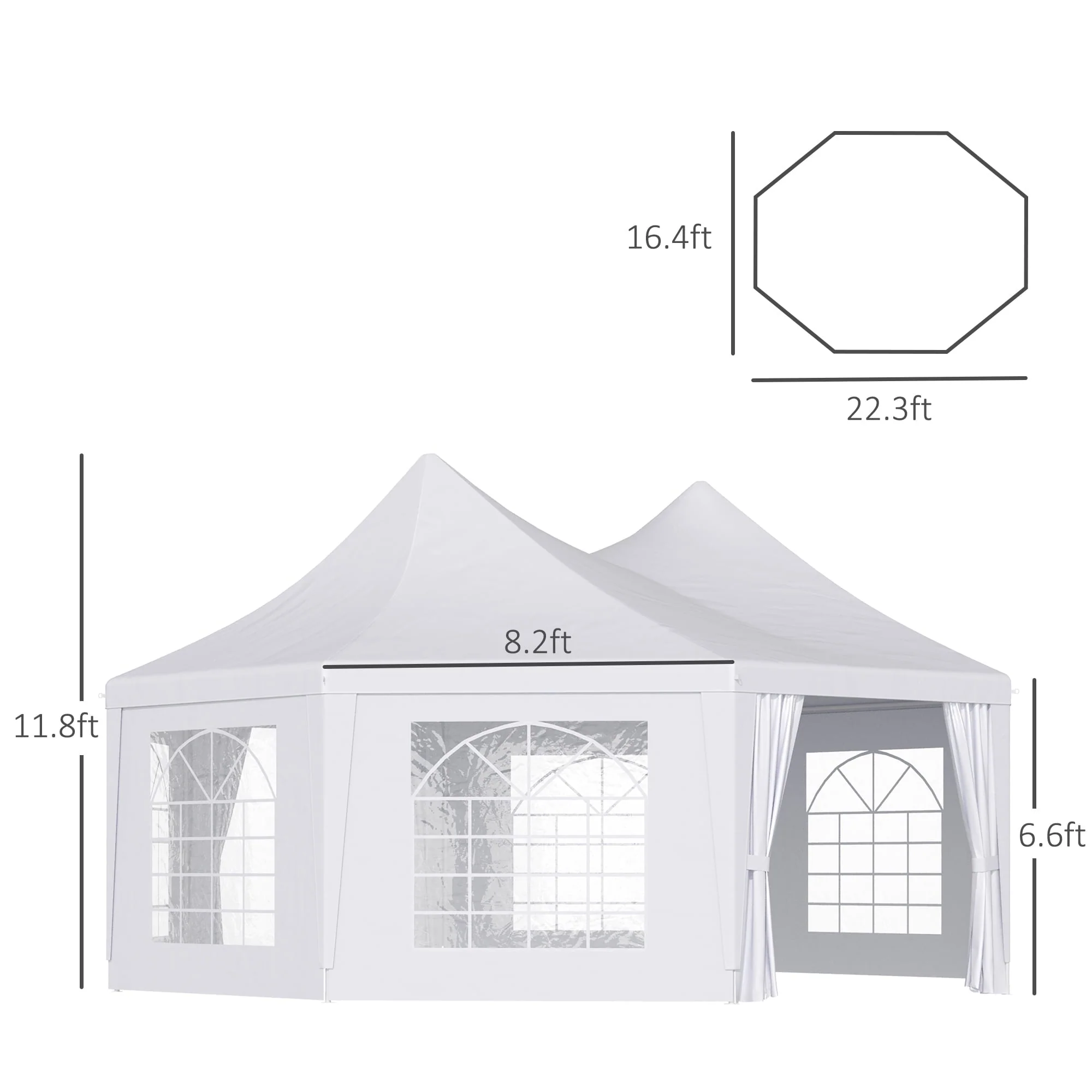 Outsunny 22' x 16' Party Tent Canopy with 2 Doors, 8 Cathedral Windows