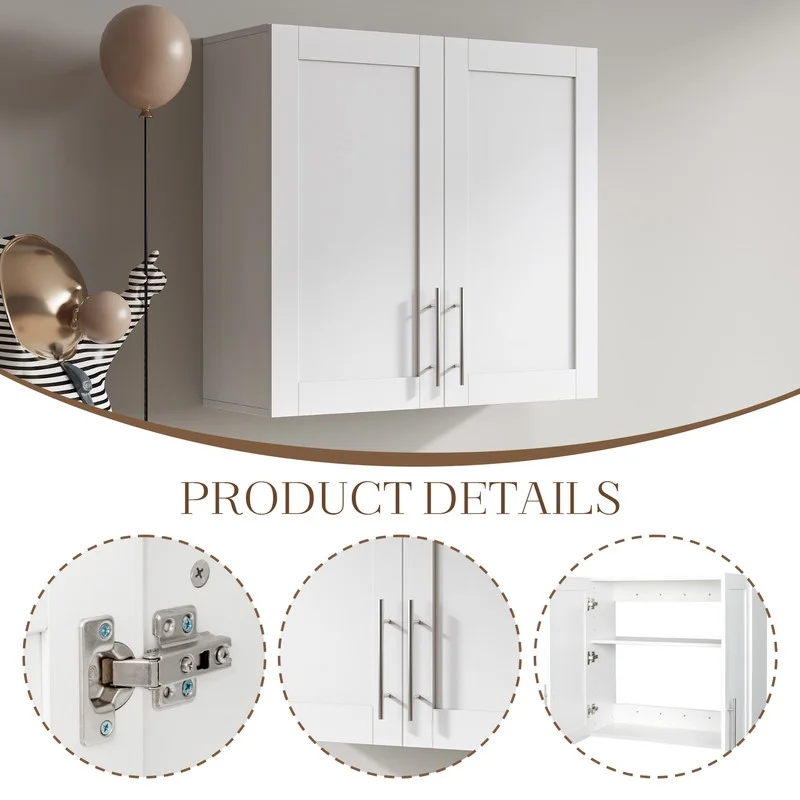 EBQOSK Wall Mounted Bathroom Cabinet, 31.5"D x 11.81"W x 37.8"H Vanity Mirror Cabinet with Facial Tissues Slot and Multifunctional Storage Area, Storage Cabinets for Laundry Bathroom White Style 2