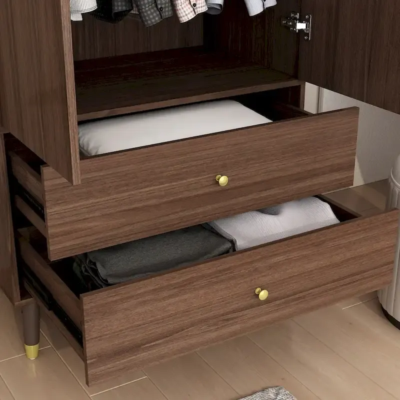 Wardrobe Closet Armoire with 2 Doors Wooden Clothes Storage Cabinet