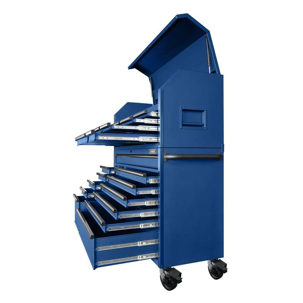 2025 56 in. W x 22 in. D Heavy Duty 23-Drawer Combination Rolling Tool Chest and Top Tool Cabinet Set in Matte Blue