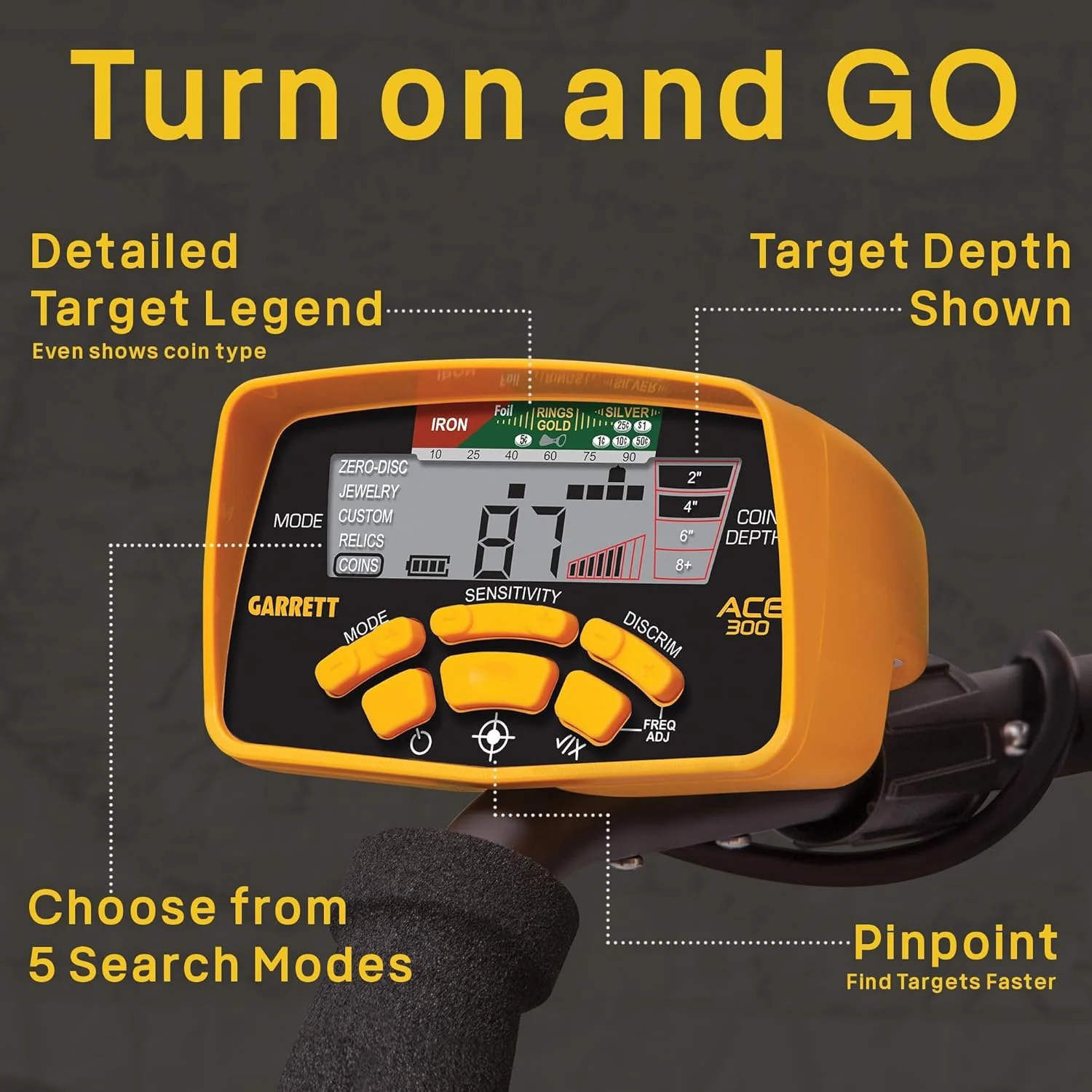 Garrett ACE 300 Metal Detector with Waterproof Coil and Headphones