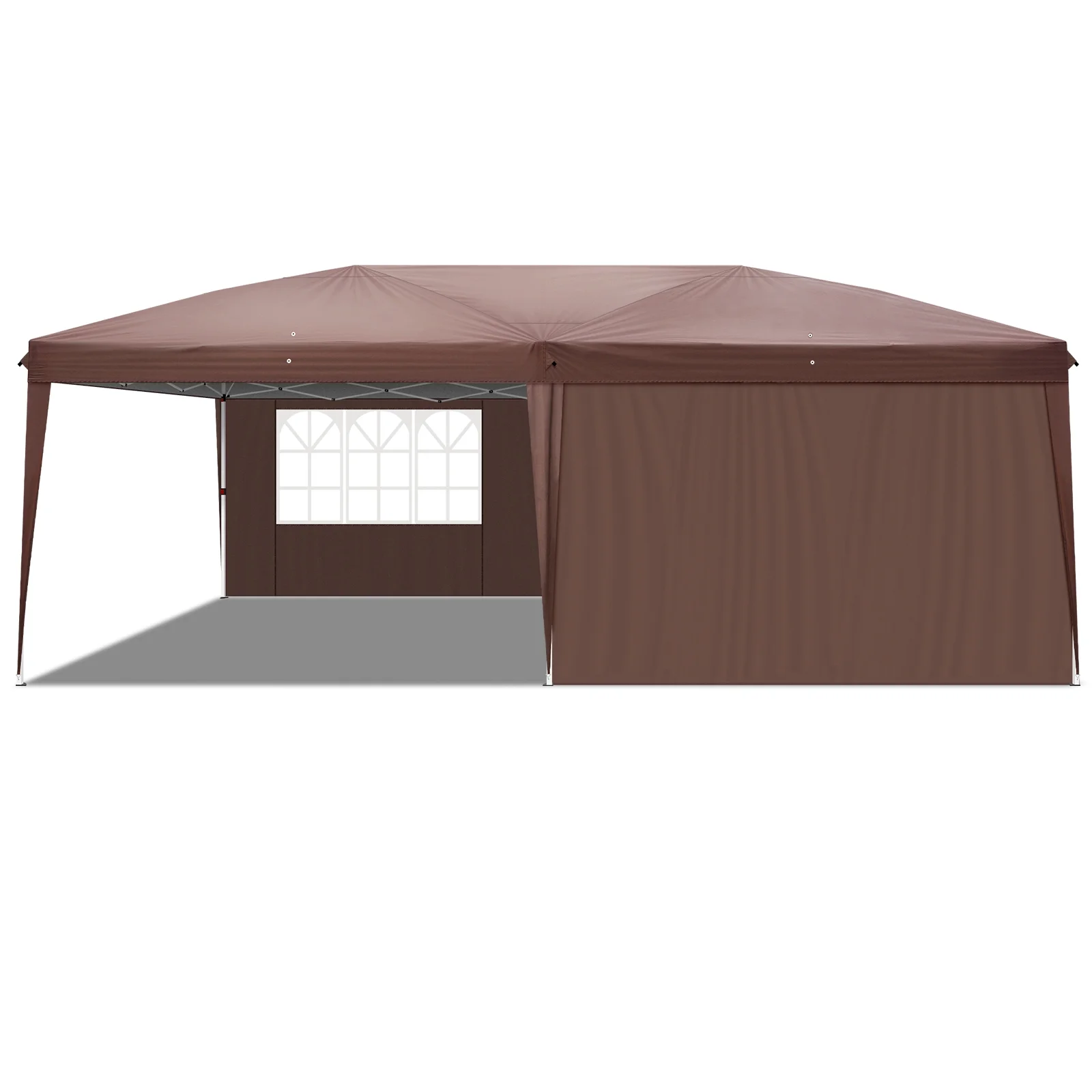 6m x 3m (20ft x 10ft) Dark Brown Waterproof Instant Pop Up Tent Portable Folding Shelter with 2 Windows, UV Protection, Heavy Duty for Camping, Outdoor Events, Market Stall, Backyard