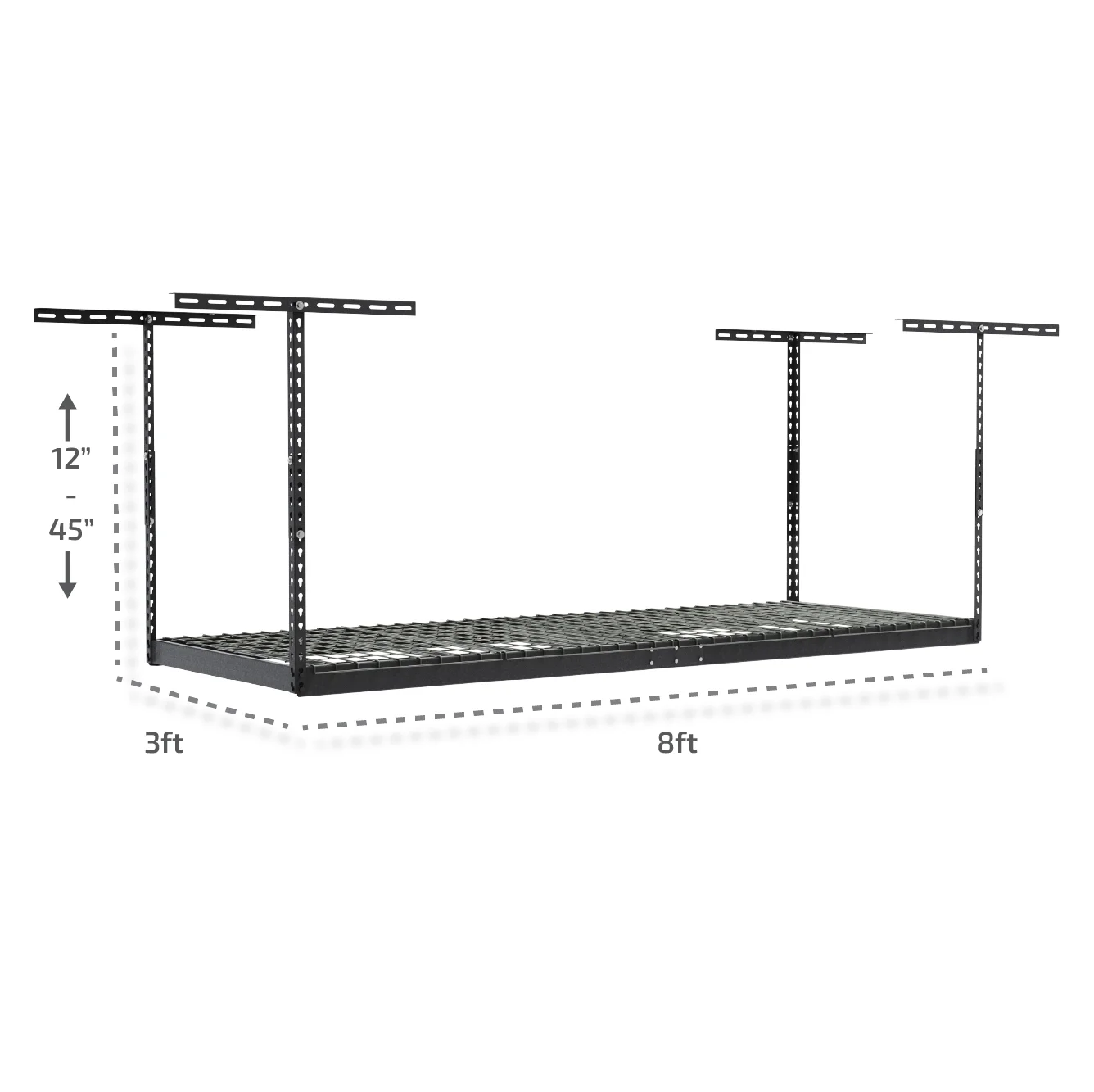 MonsterRax 3' x 8' Overhead Garage Storage Rack Holds 450 Pounds, White