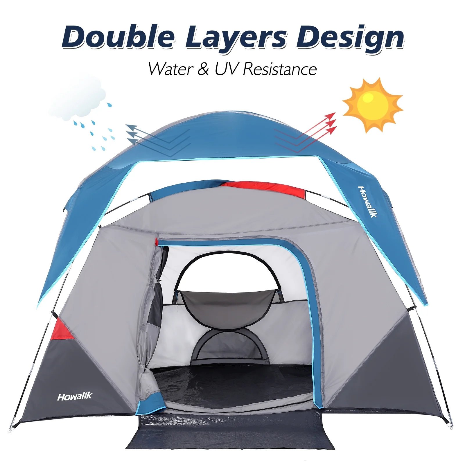 Camping Tent, Tent for Camping, Easy Set up Camping Tent 4 Person and 6 Person for Hiking Backpacking Traveling Outdoor, Light Blue, 2.8ft (L) x 7ft (W) x 58inH)