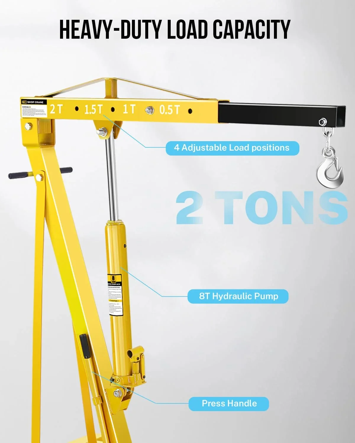 Garvee 2 Ton Hydraulic Folding Shop Crane Engine Hoist With Lever