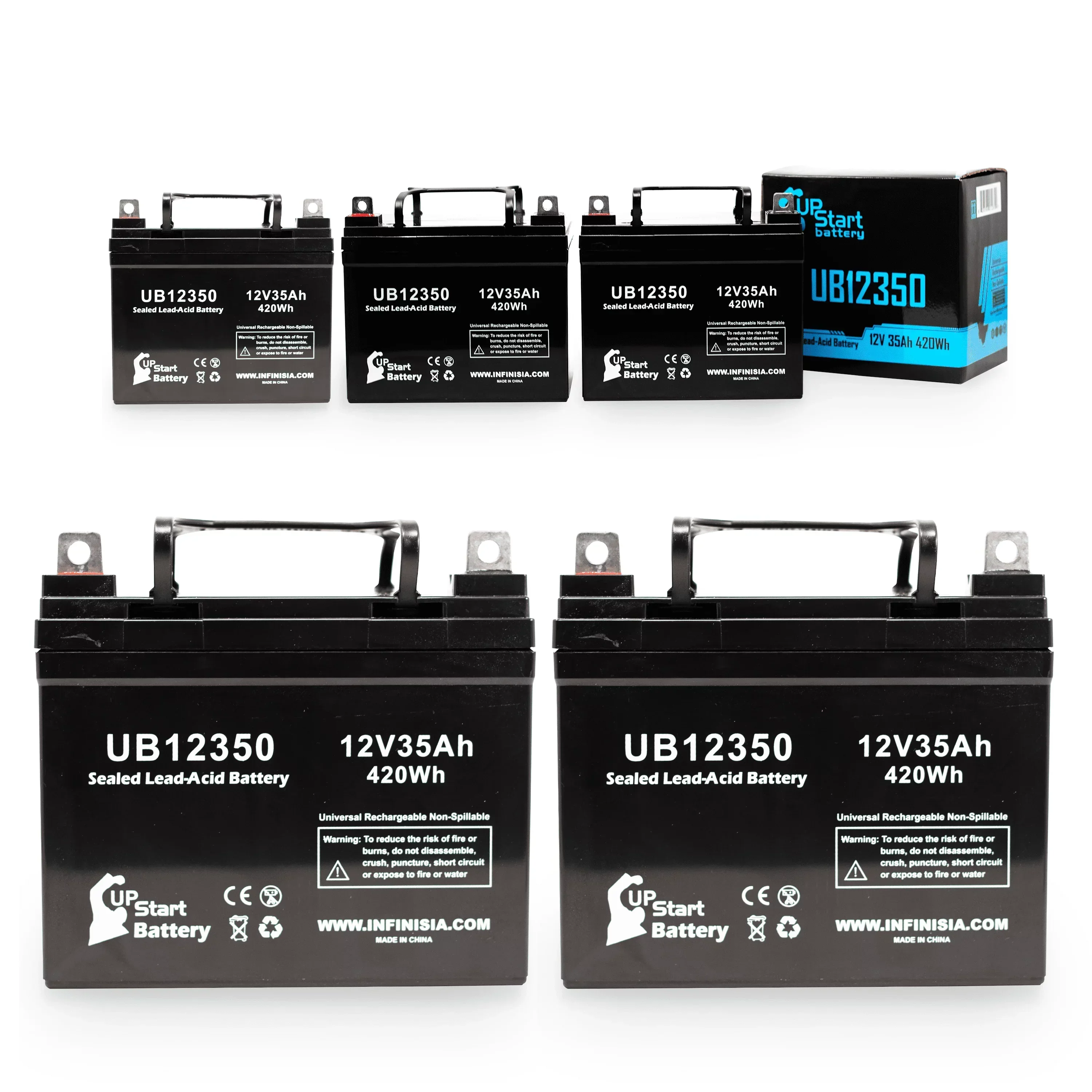 UpStart Battery Sealed Lead Acid Replacement Battery for Imc Heartway Escape H – UB12350, 12V 35Ah 35000mAh L1 Terminal, 5 Pack