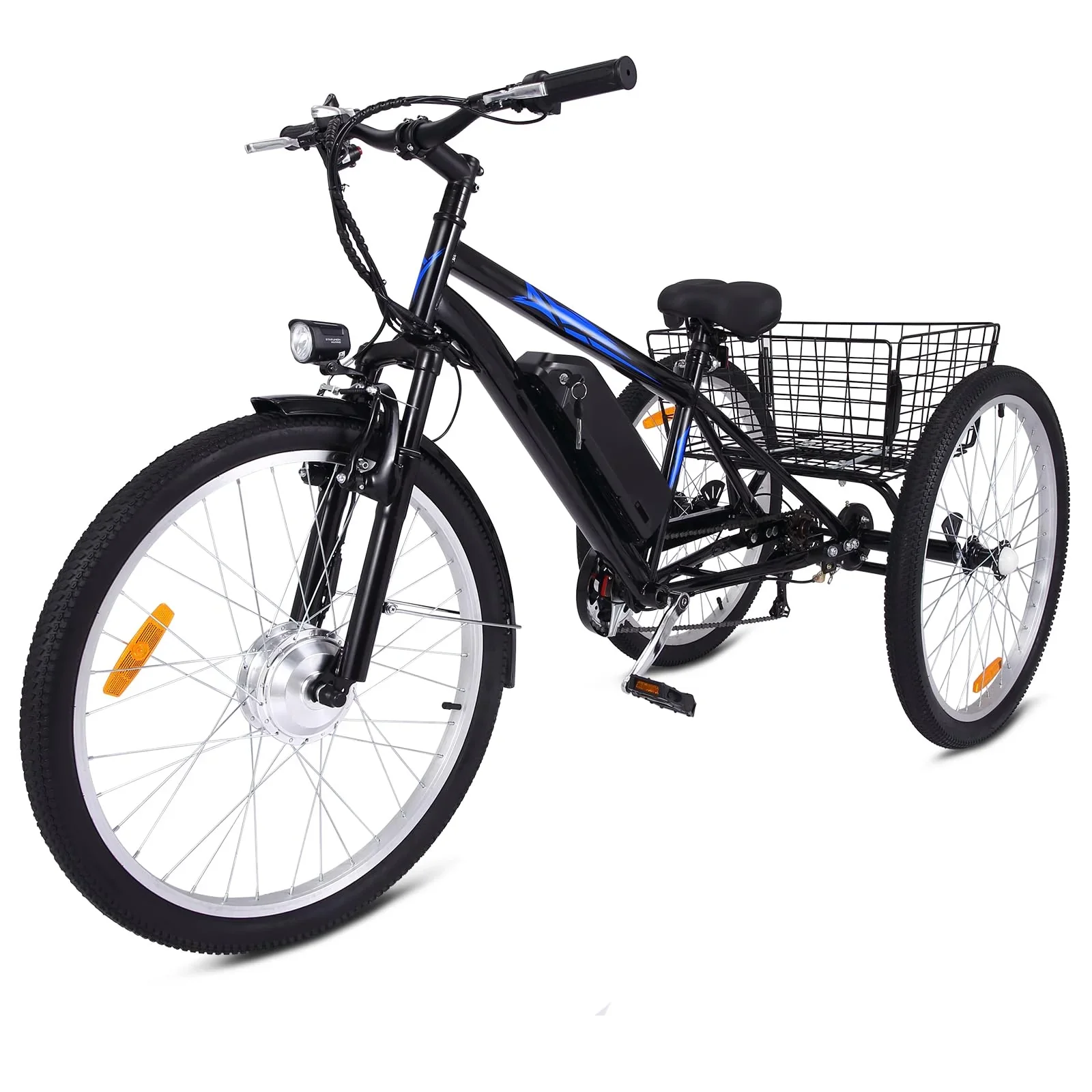 Garvee 3 Wheel Electric Bicycle for Men Women, 350W Motor Electric Tricycle for Adults, 26″ Fat Tire Motorized Bicycle w/ 36V 10Ah Removable Battery, 7 Speed Electric Trike up to 50+ Miles, 3 Modes