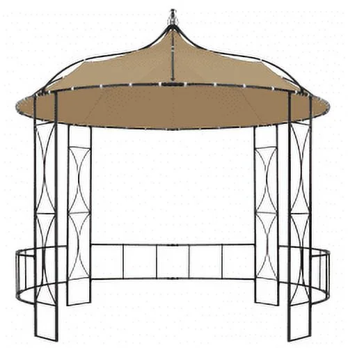 vidaXL Outdoor 9.8 x 9.5 Round Canopy Pavilion, UV & Water-Resistant, White & Black
