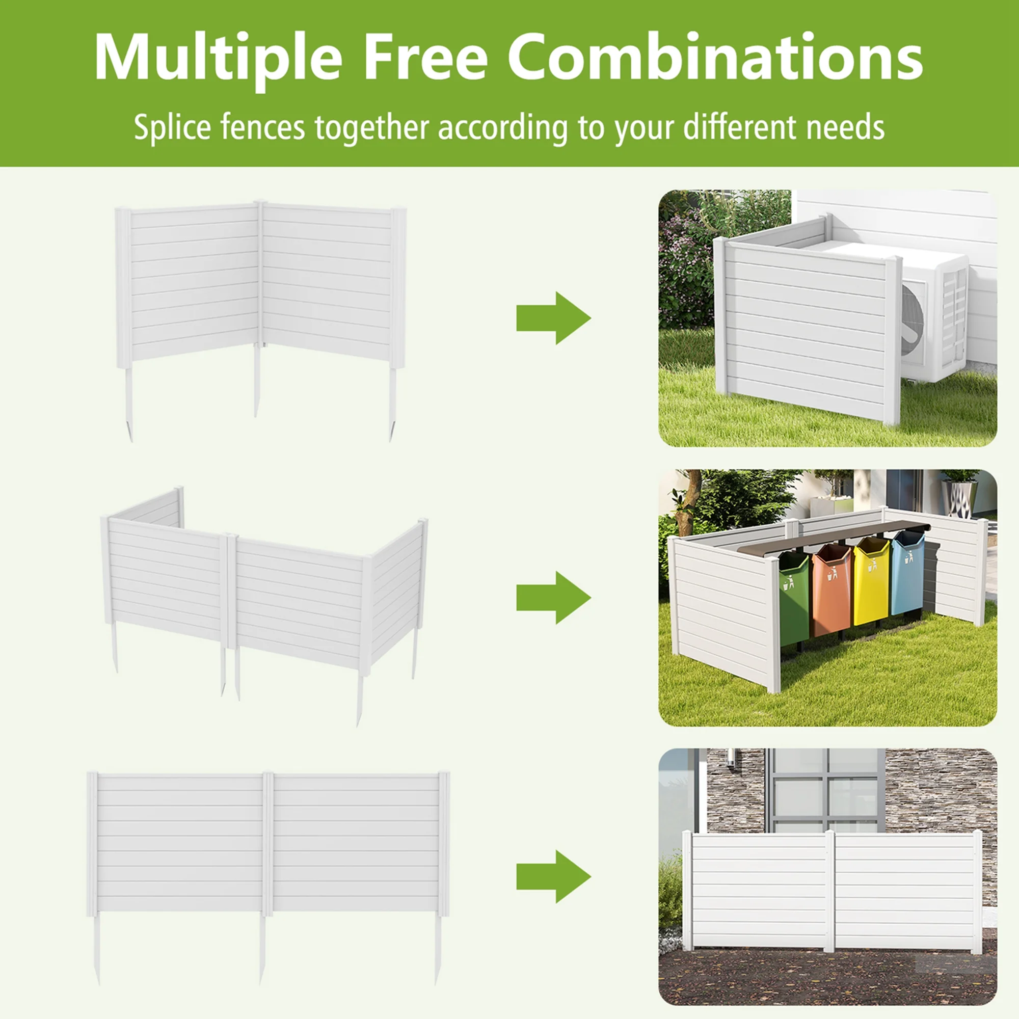 Costway 48"L x 37.5"H Air Conditioner Fence with 3 Ground Stakes