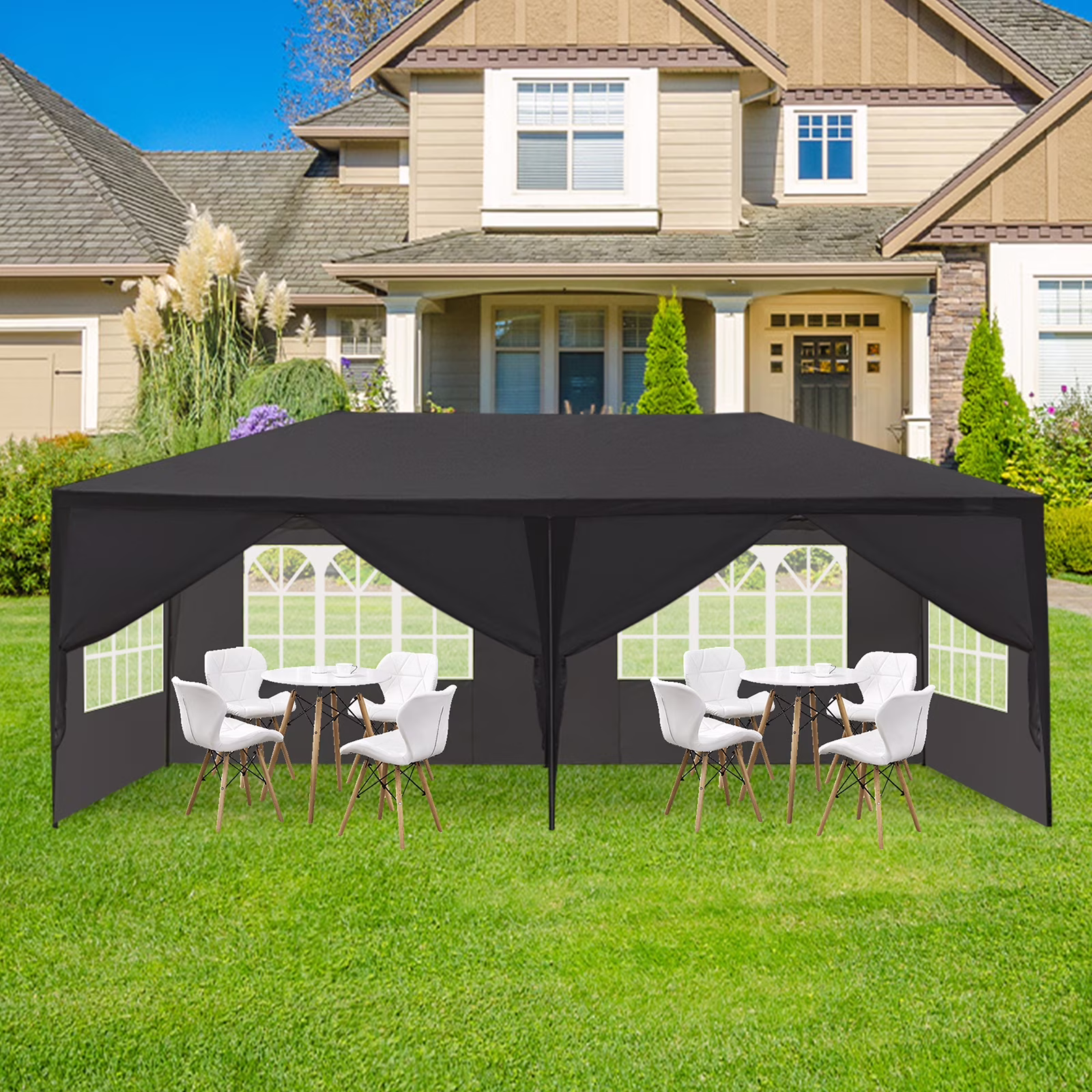 Zimtown 10′ x 20′ Canopy Waterproof Party Tent Outdoor Tent 6 Sides Black