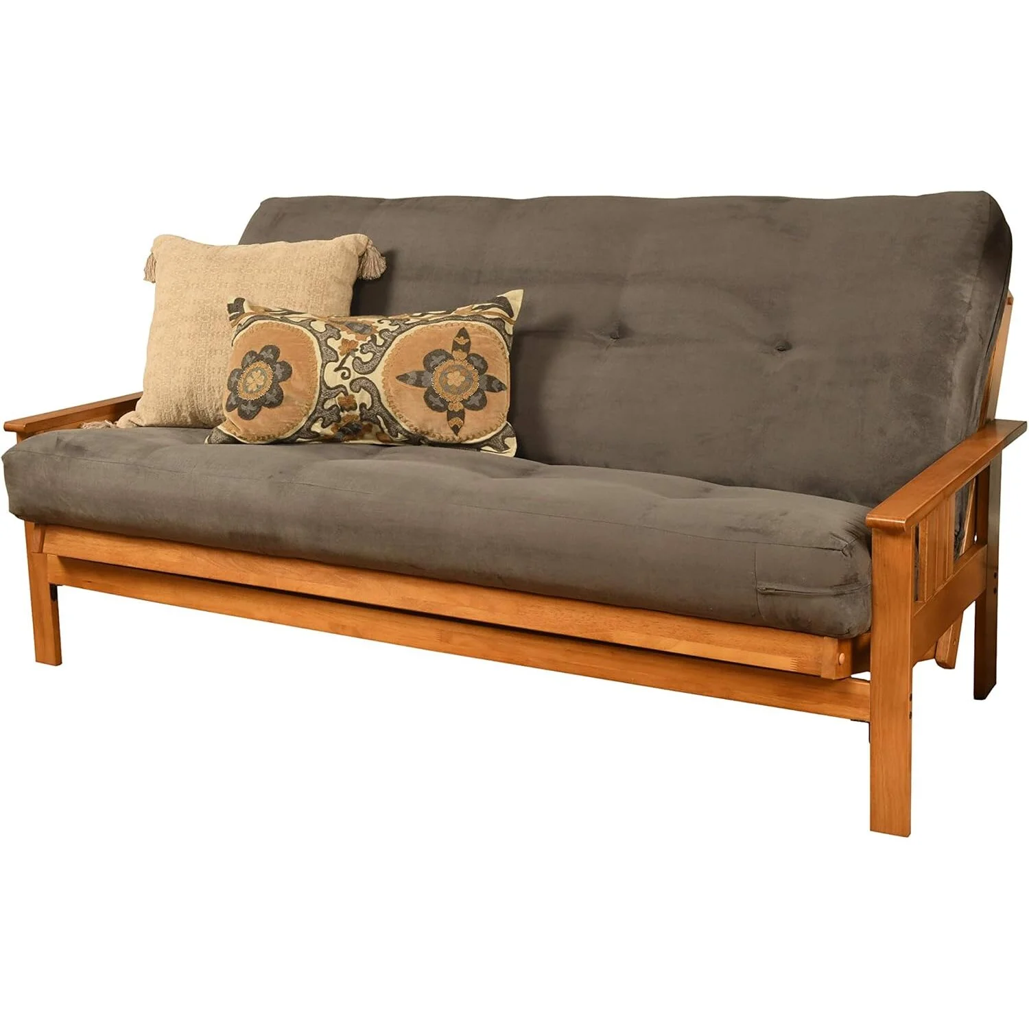 Homestock African Artifacts Full Size Futon Frame Set with Mattress, Easily Converts to Bed, Versatile Design Futon Frame for All Spaces, 33"H x 79"L x 37"D-Color:Linen Charcoal,Size:Barbados