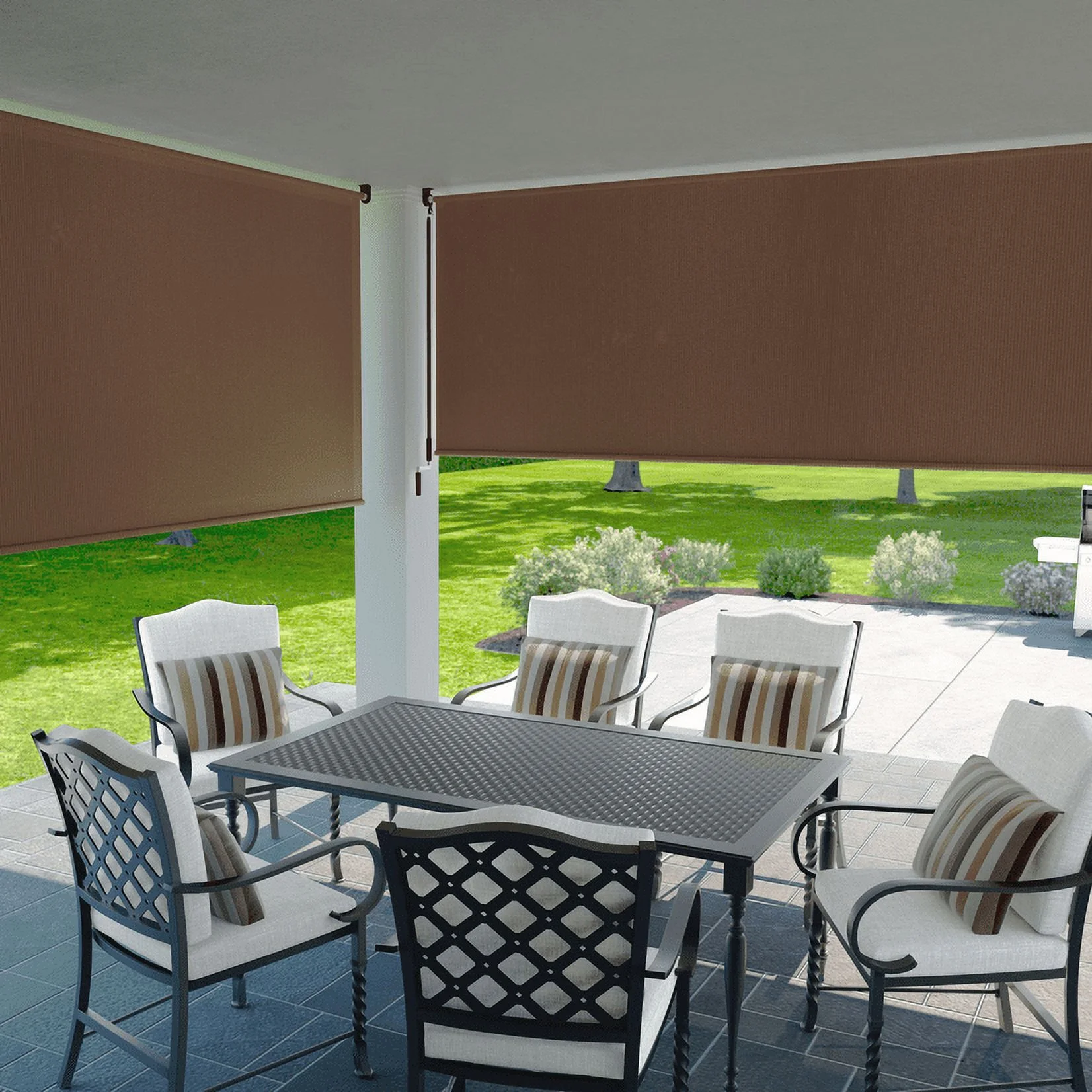 Coolaroo 4′ x 6′ Outdoor UV Blocking Cordless Solar Roller Shade Blind, Mocha