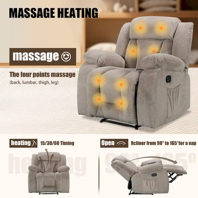 Super Comfortable Standard Size Heating and Massage Recliner Chair