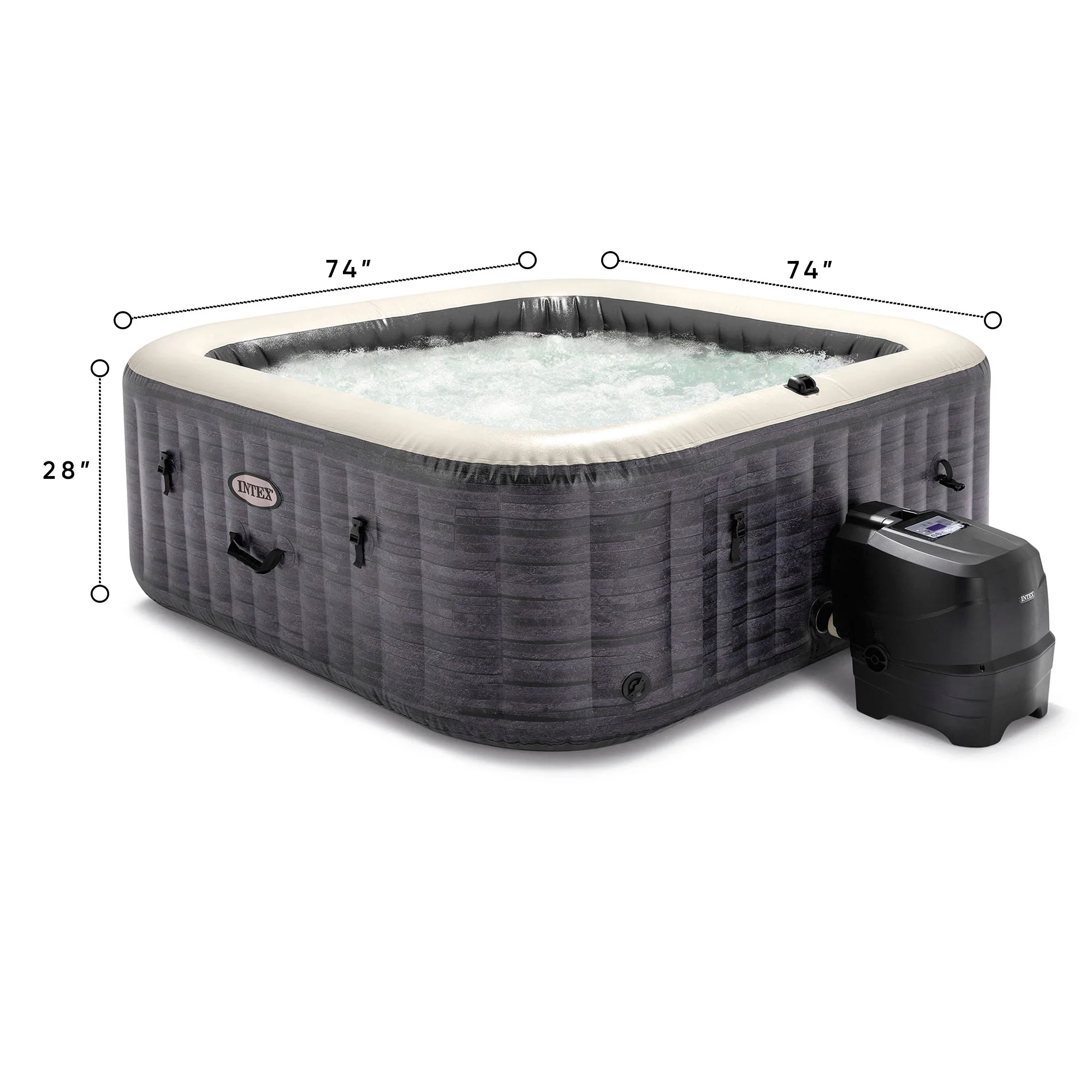 Intex PureSpa Plus Greystone Inflatable Hot Tub, 94 x 28", with Phone Tray
