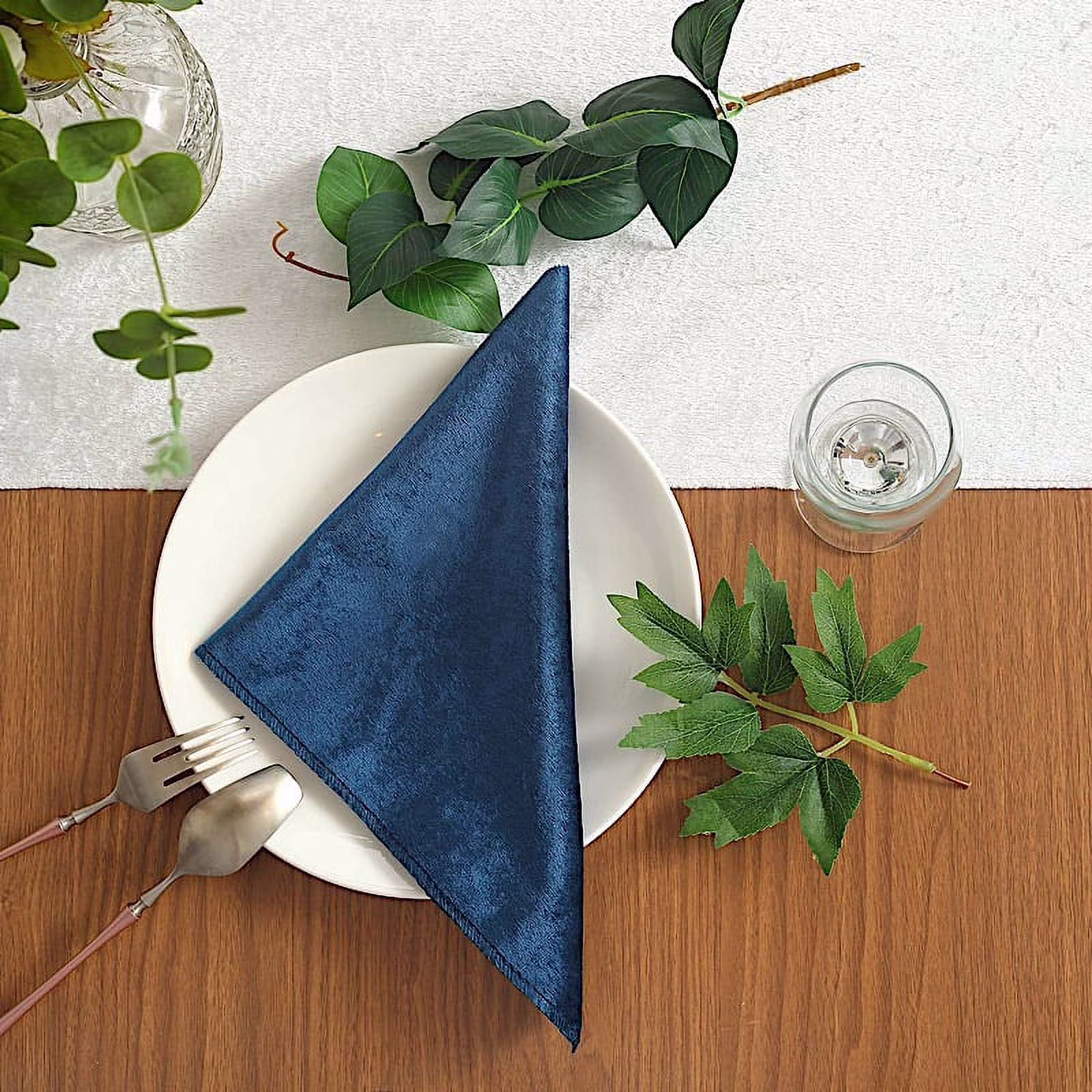BalsaCircle 100 Pieces 20″ x 20″ Navy Blue Premium Velvet Napkins Linens