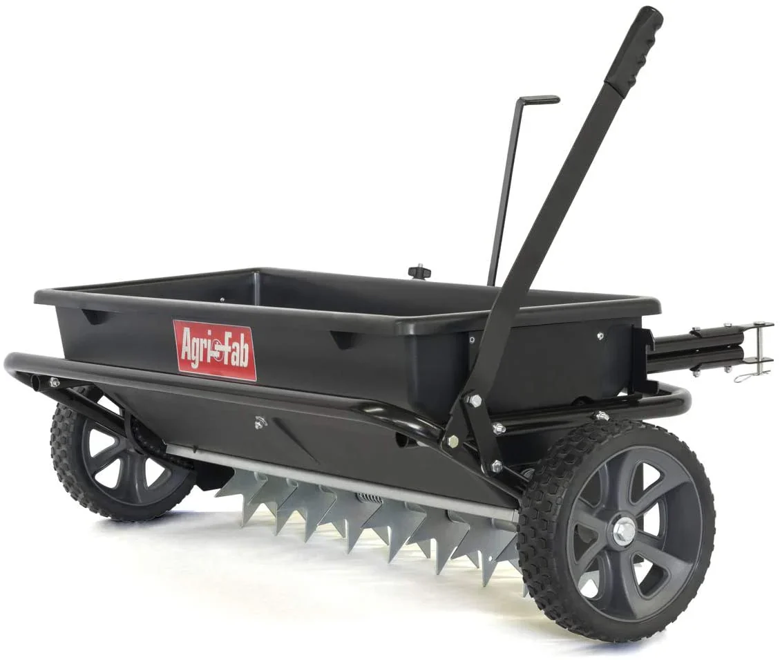 100 lb. Tow-Behind Lawn & Garden Spiker/Seeder/Drop Spreader for Seed,Fertilizer, Salt, Ice Melt; Designed to Pull Behind Lawn & Garden Tractors