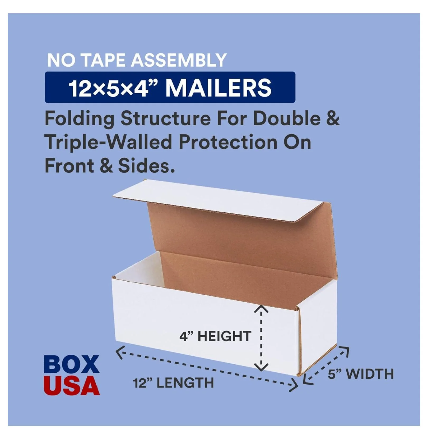 Medium Shipping Boxes 12″L x 5″W x 4″H, 50-Pack – Foldable Corrugated Cardboard Crush-Proof Box for Shipping, Packing, Moving and Storage 12x5x4 1254