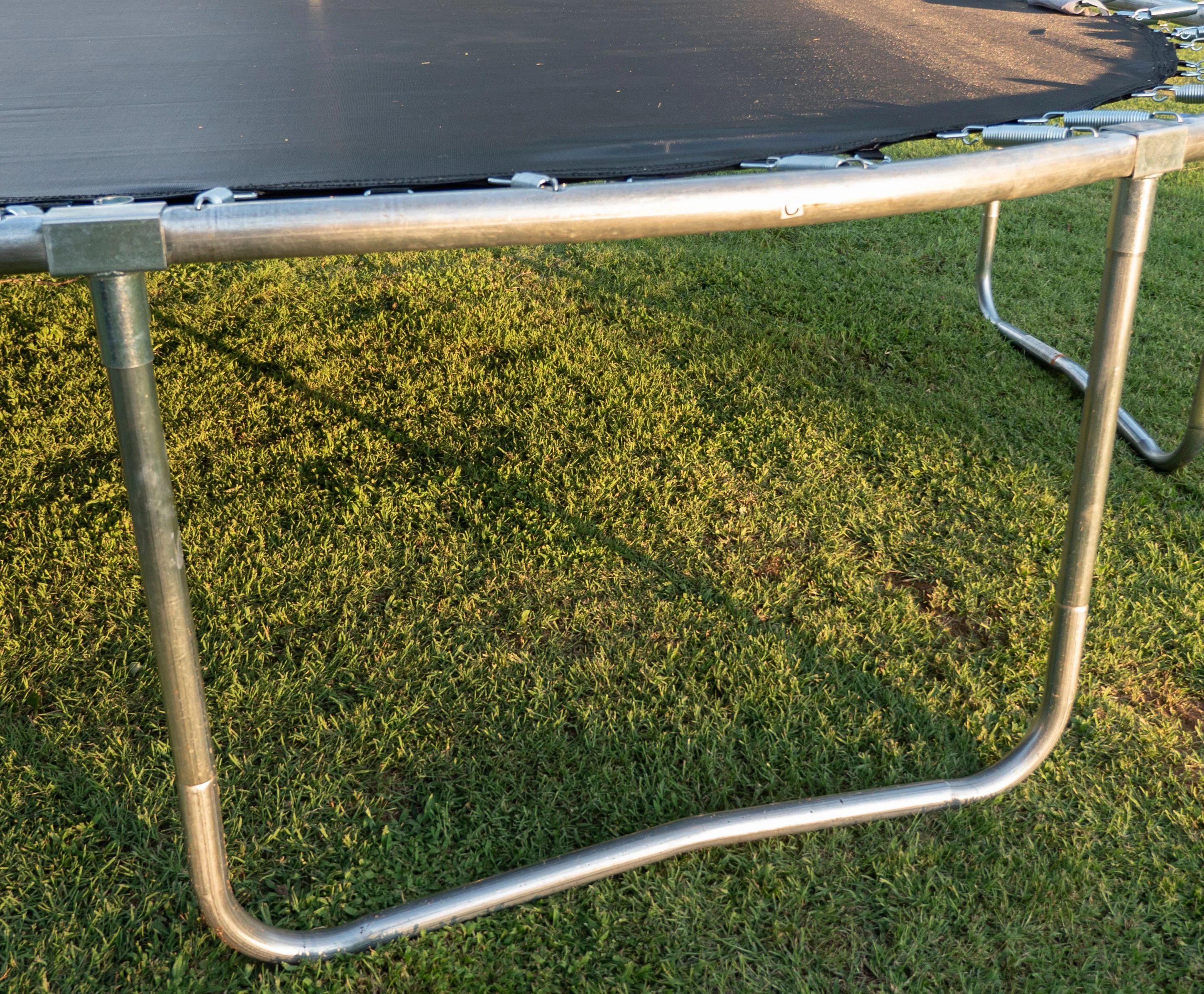 Jumpking Oval 10' x 15' Trampoline, with Two Basketball Hoops, Blue/Yellow