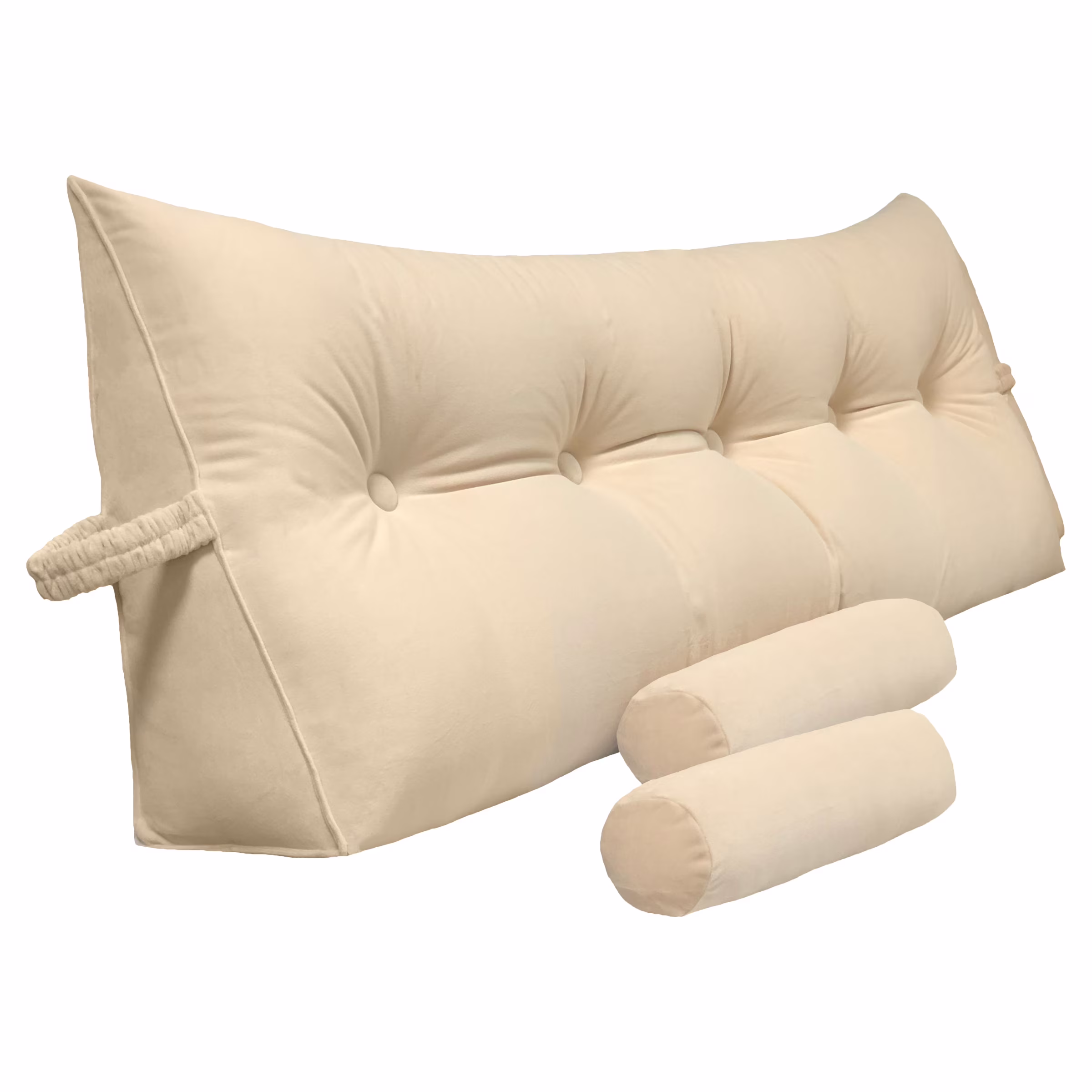 Peachwell Triangular Reading Bed Rest Pillow Large Bolster Cushion Headboard Backrest Wedge Pillow with Two Detachable Roll Pillows for Neck & Lumbar Support (Blue, Queen: 59 x 8 x 20 inches)