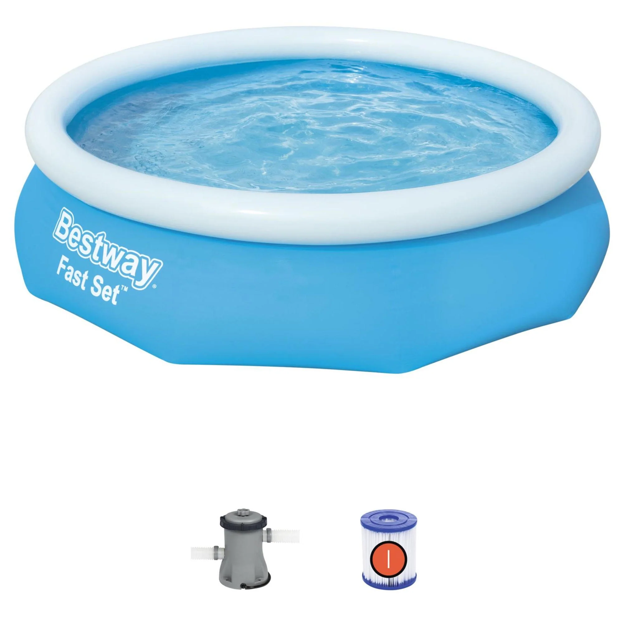 Bestway 10′ x 30″ Fast Set Inflatable Above Ground Swimming Pool with Pump