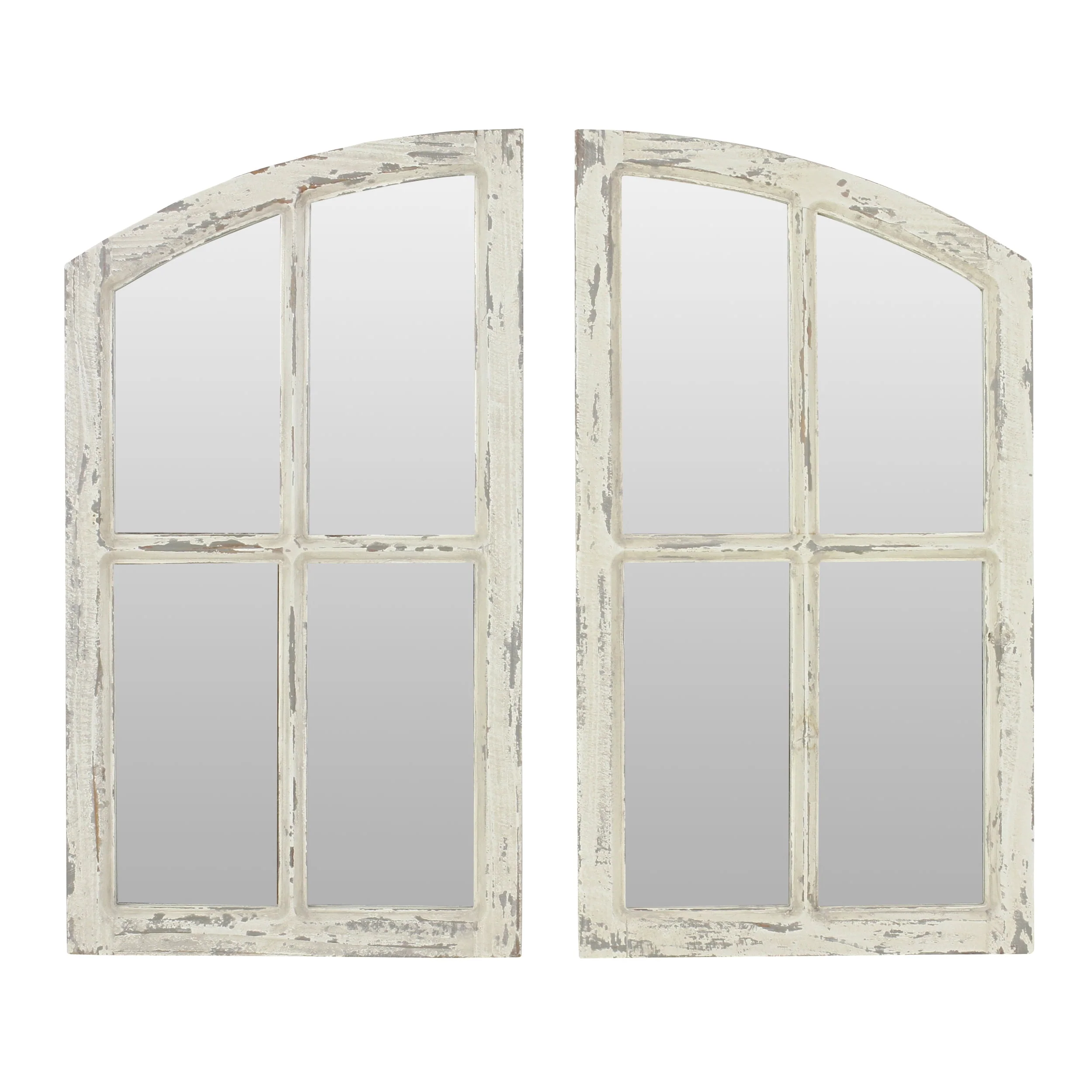 Jolene Arch Window Pane Mirrors Off-White 27″ x 15″ (Set of 2) by Aspire
