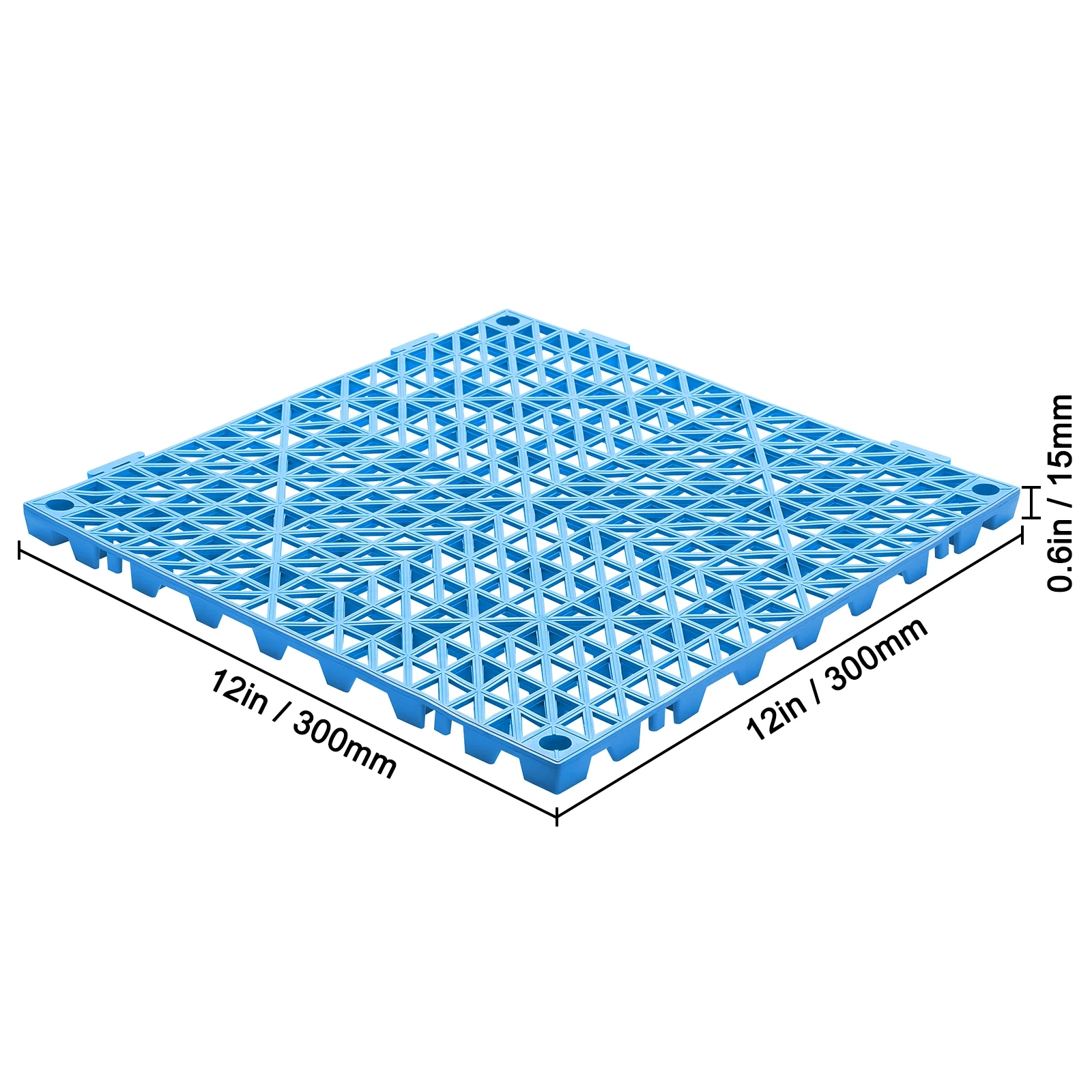KFFKFF 55 PCS Interlocking Drainage Floor Mat 12" x 12" x 0.6" Modular Interlocking Cushion PVC Non-Slip Drainage Tiles Mats for Pool, Bathroom, Shower, Deck, Patio (Blue)