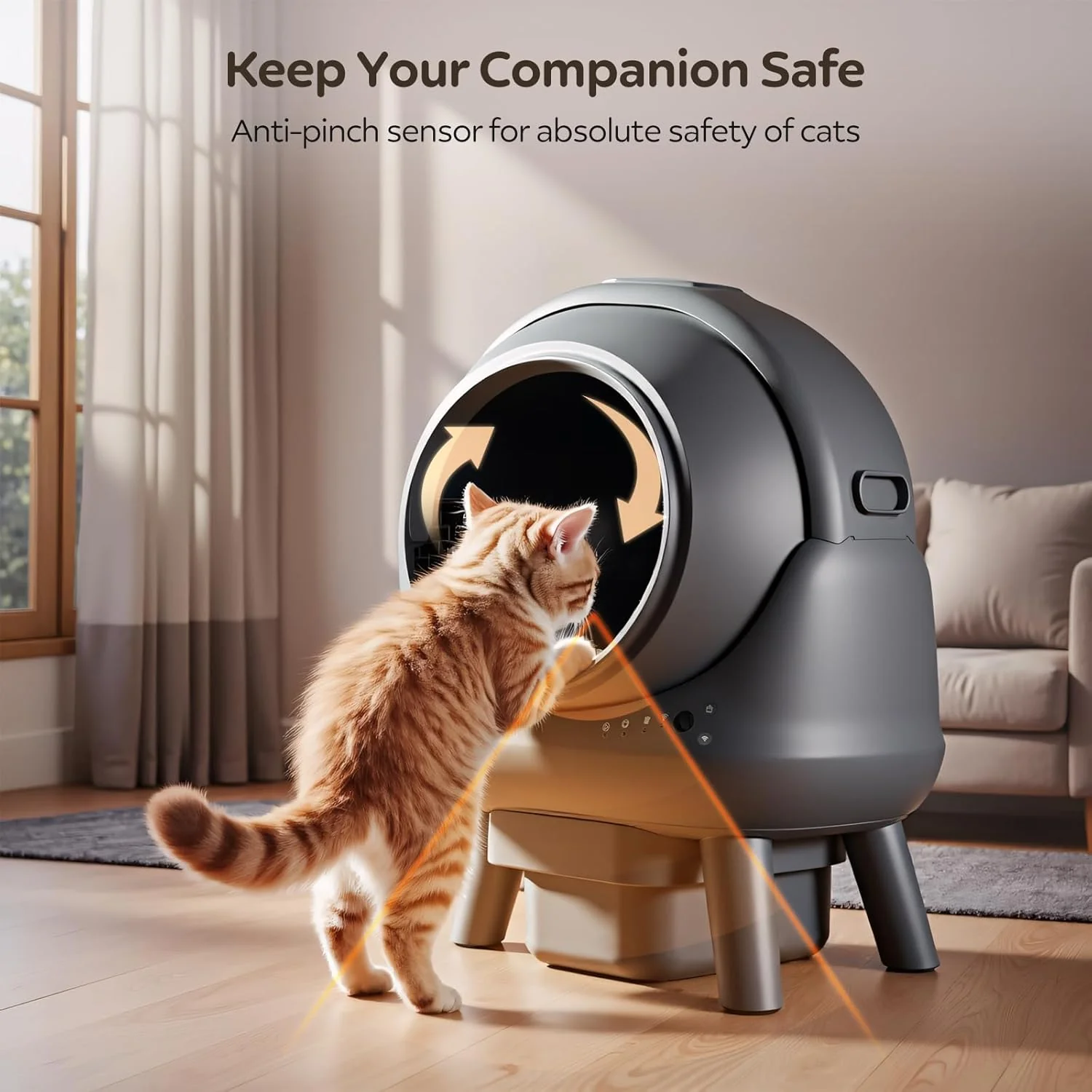 Self-Cleaning Cat Litter Box for Multiple Cats, App Controlled, Grey-Qx2