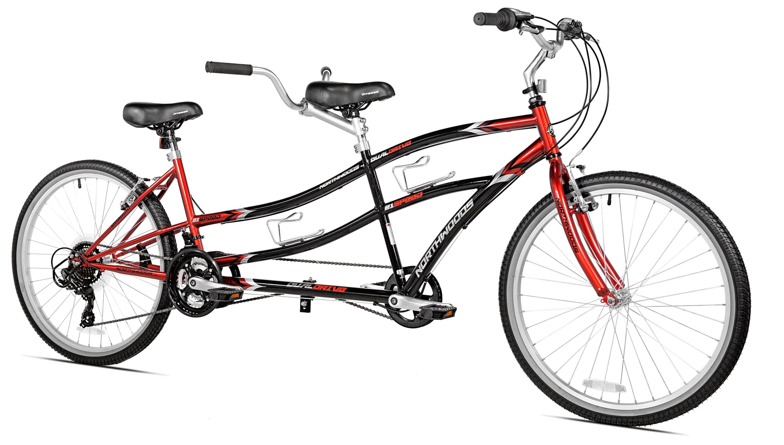 Northwoods 26in 21-Speed Dual Drive Tandem Adult Bike – Red/Black