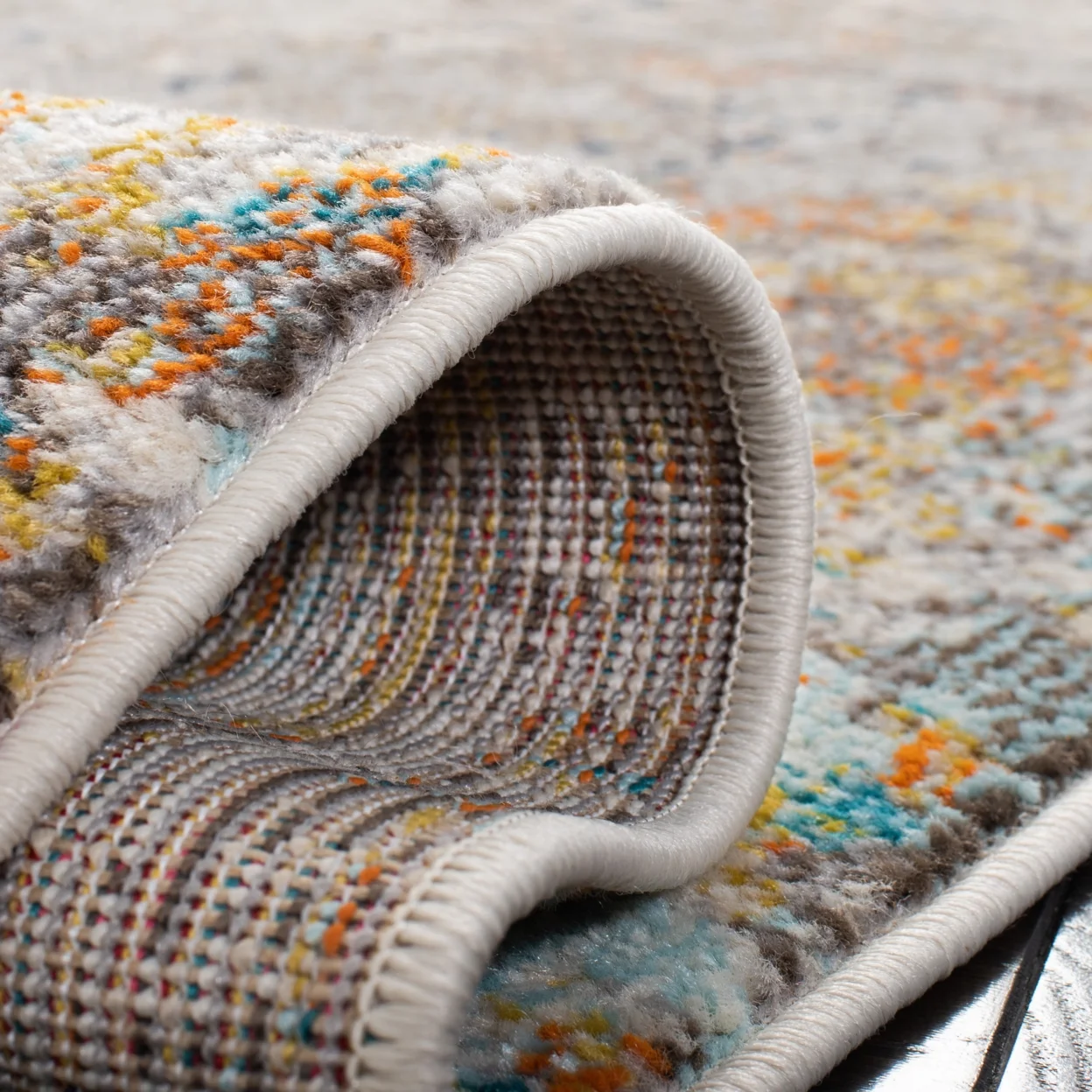 SAFAVIEH Madison Nita Abstract Runner Rug, Grey/Gold, 2'2" x 20'