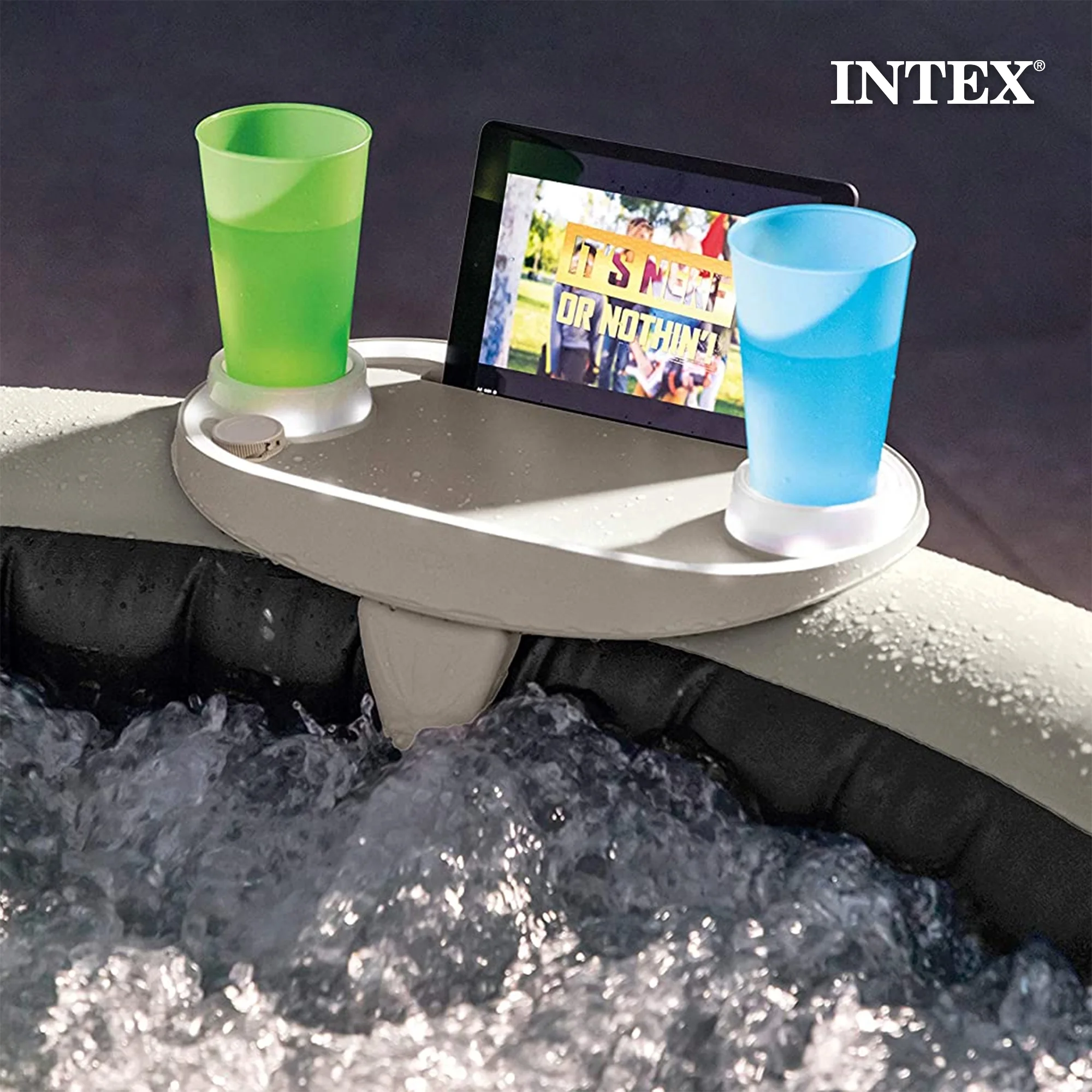 Intex PureSpa Plus Greystone Inflatable Hot Tub, 94 x 28", with Phone Tray