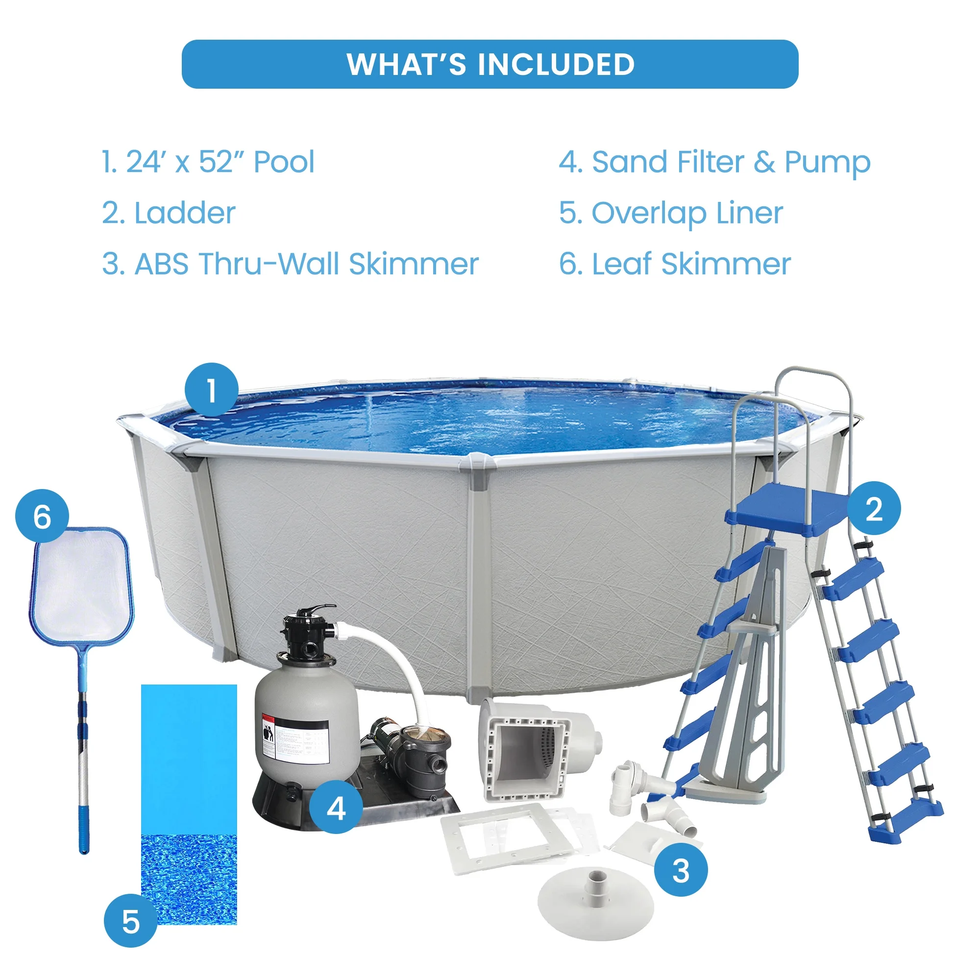 Aquarian Phoenix 15' x 52" Steel Frame DIY Family Above Ground Pool Kit